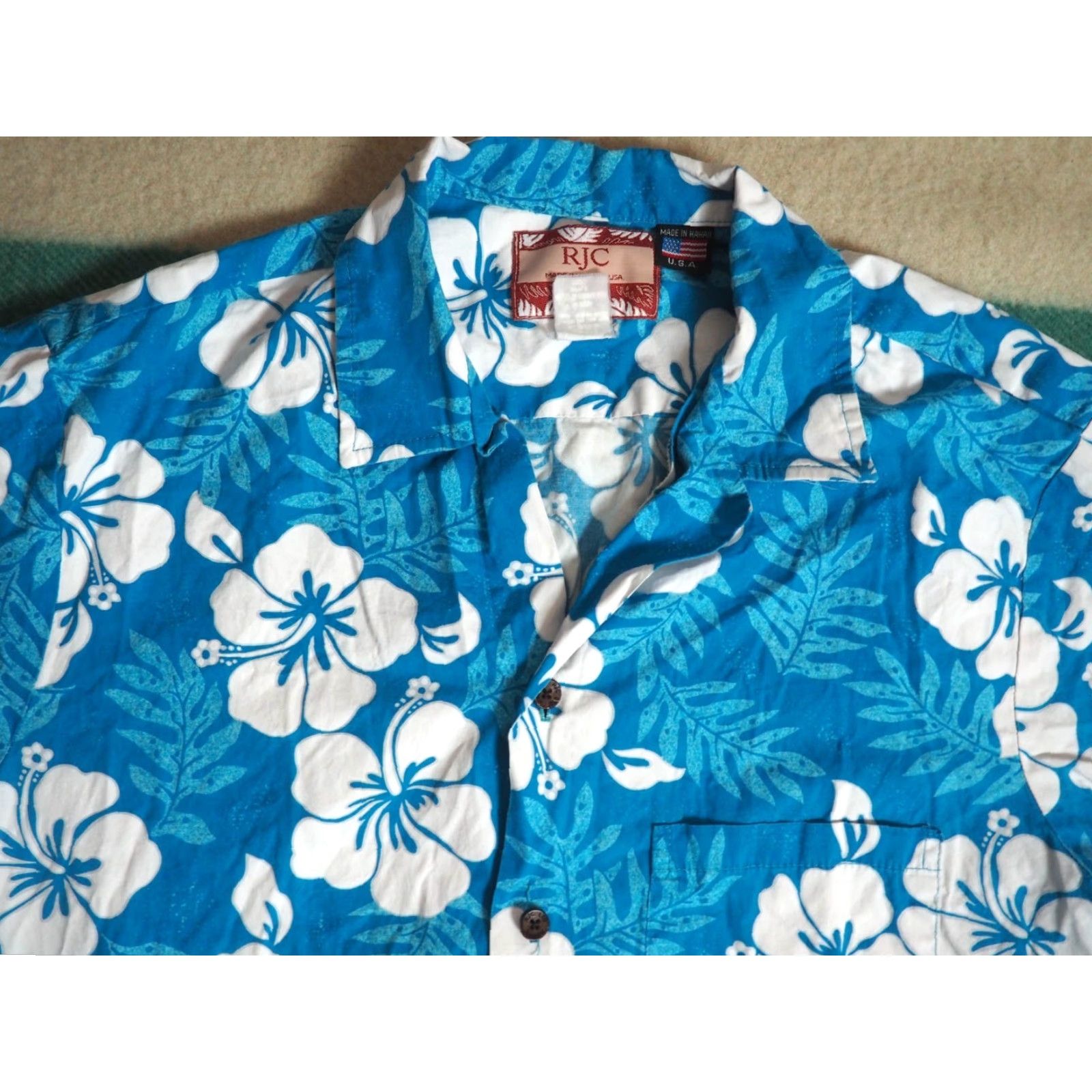 Vintage VTG 90s RJC Blue White Floral Camp Button USA Magnum Hawaiian Shirt Mens L Size US L / EU 52-54 / 3 - 2 Thumbnail