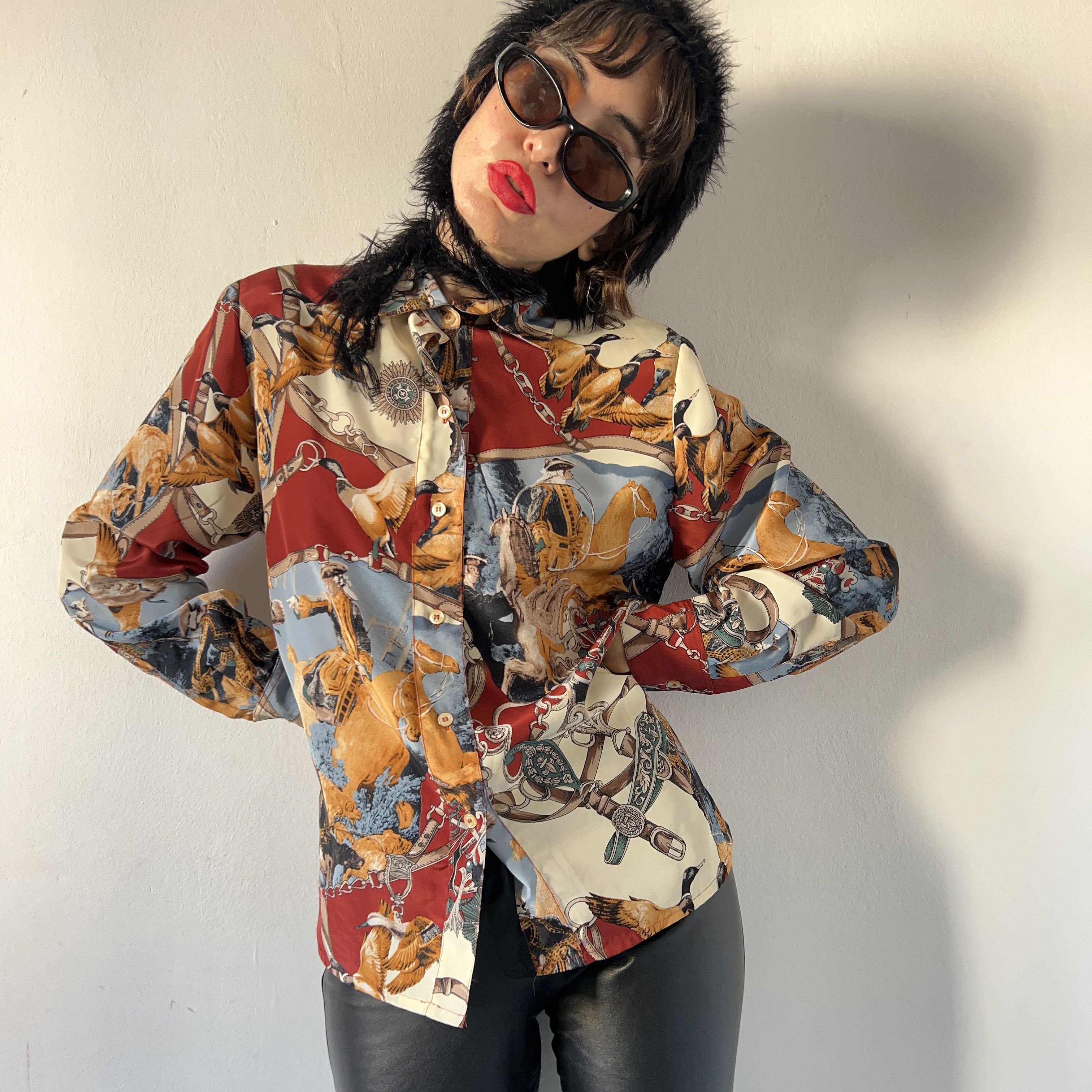 Vintage Vintage 90s novelty print blouse Size S / US 4 / IT 40 - 1 Thumbnail