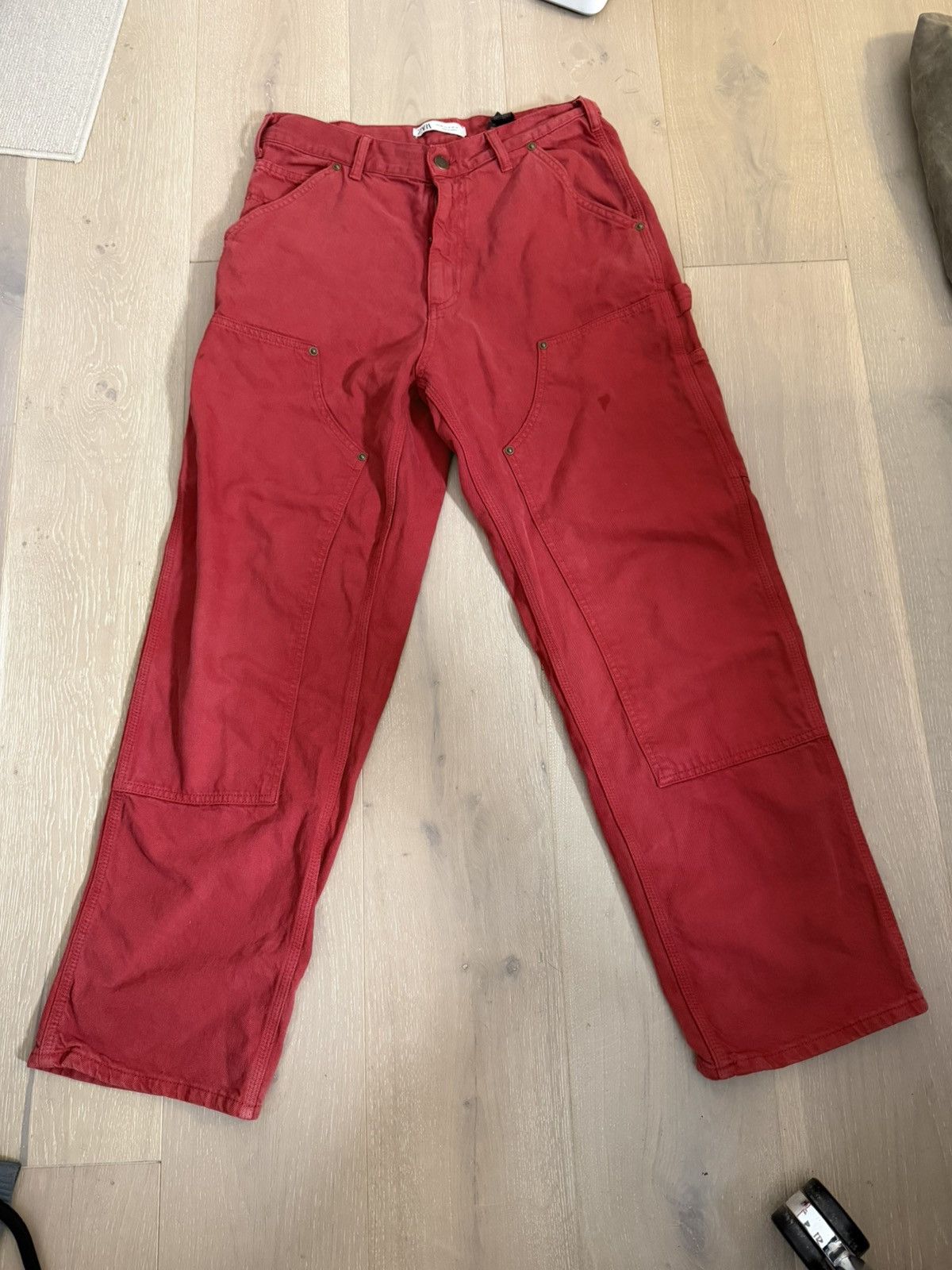 Zara Red carpenter denim Size US 31 - 1 Thumbnail