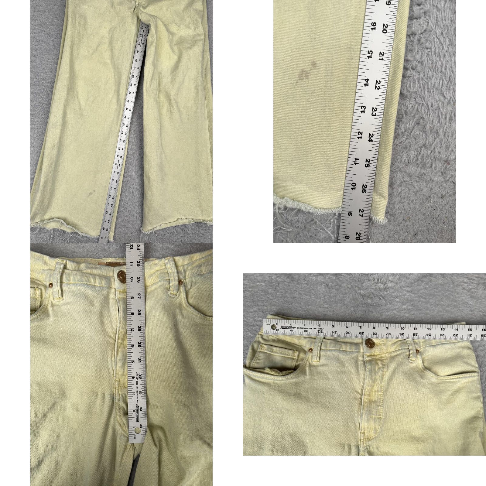Vintage KUT From The Kloth Meg Jeans Wide Leg Womens 10 Yellow High Rise Stretch 29x28 Size 32" / US 10 / IT 46 - 8 Thumbnail