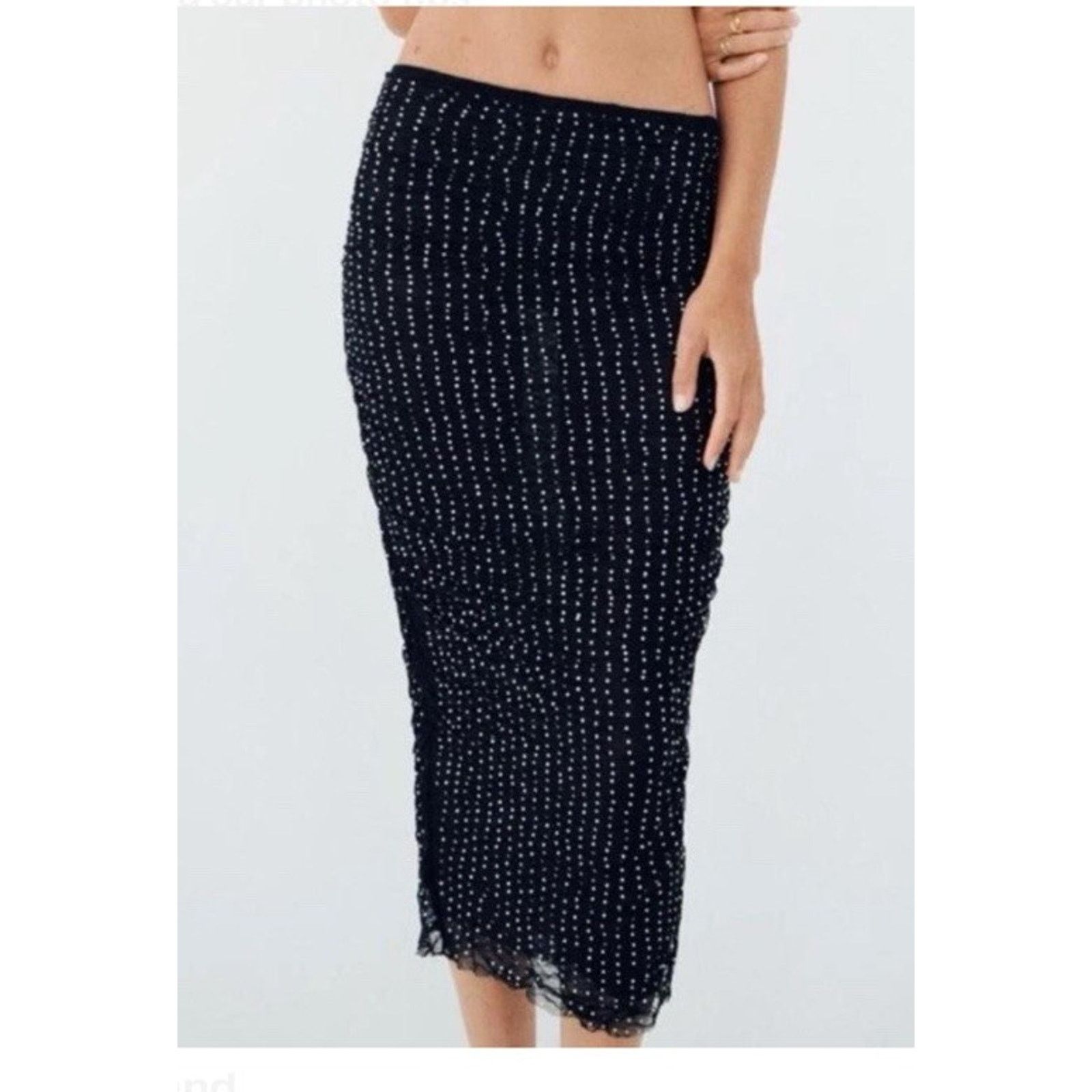 Zara Zara Black Tulle Rhinestones Mermaid Maxi Skirt Size S Siren Size 24" / US 00 / IT 34 - 3 Thumbnail