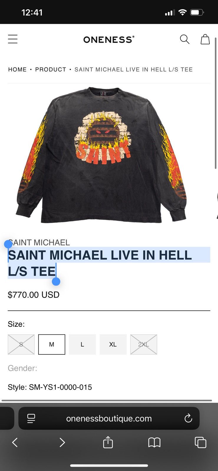 Saint Michael SAINT MICHAEL LIVE IN HELL LONG SLEEVE SZ L Size US L / EU 52-54 / 3 - 1 Thumbnail