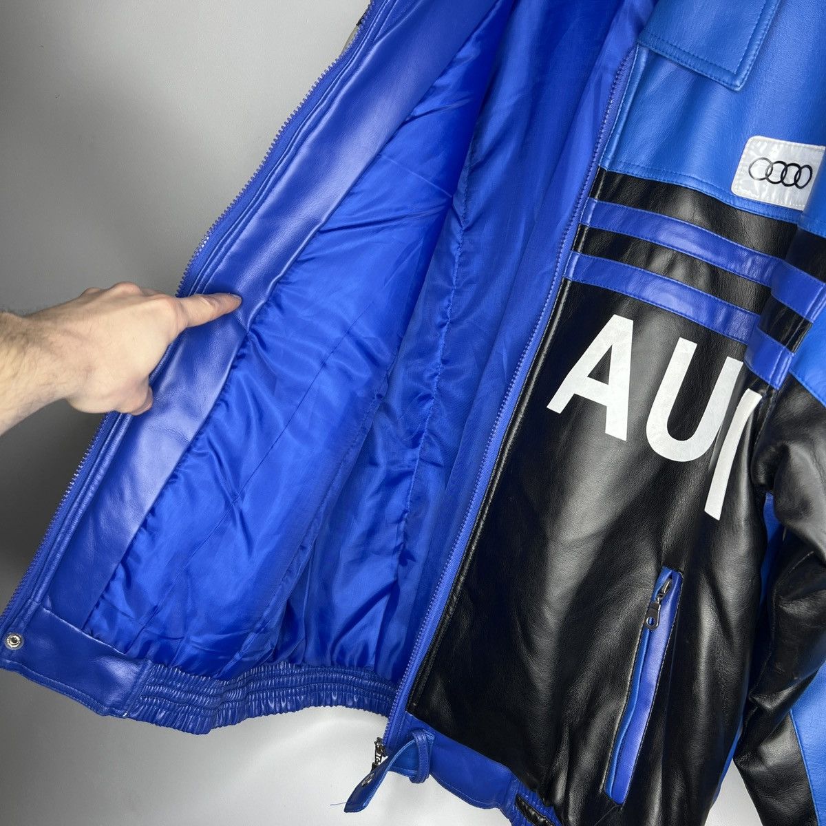 Other Vintage Audi Leather Racing Moto Bomber Jacket 90s Y2K RARE Size US M / EU 48-50 / 2 - 9 Thumbnail