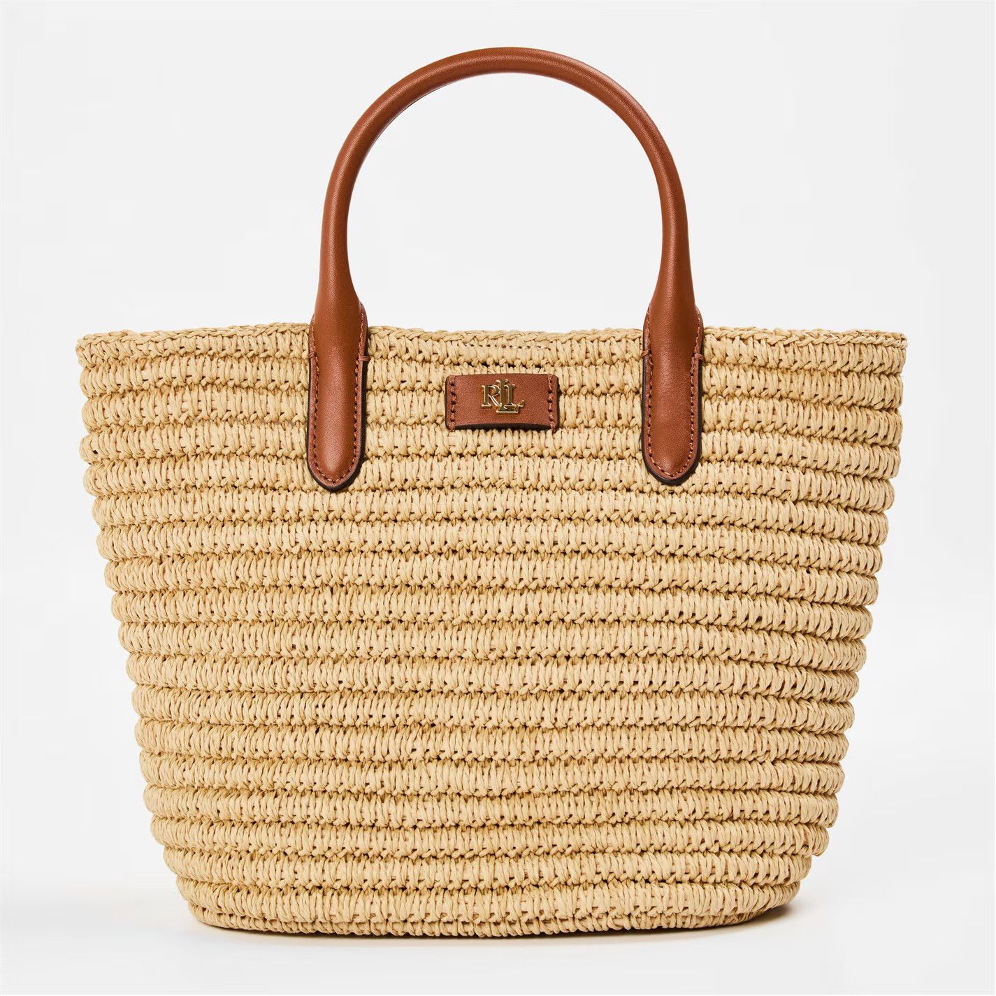 Lauren Ralph Lauren o1g2r1mq0825 Size: OS / Woven Straw Medium Brie Tote Bag Size ONE SIZE - 1 Thumbnail