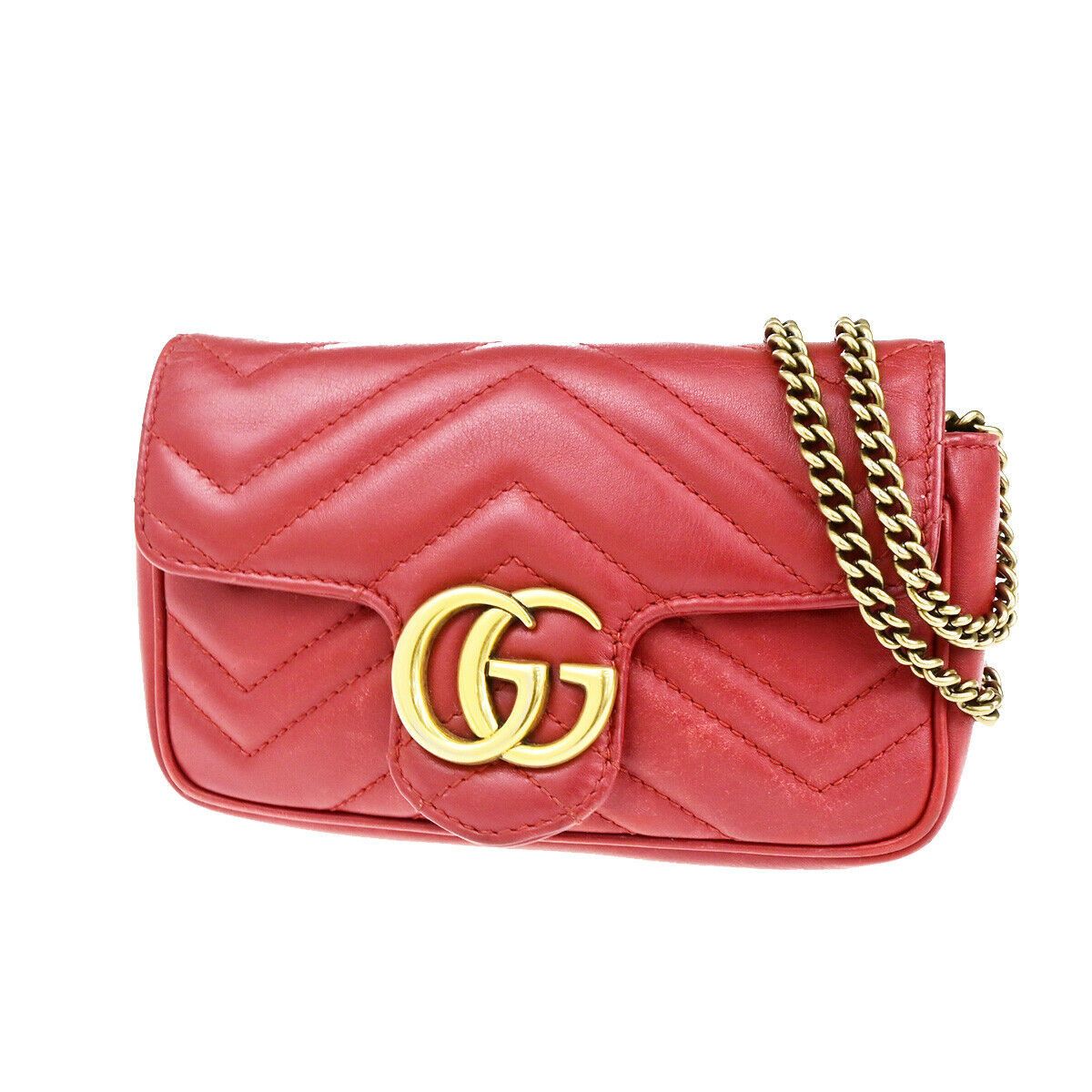 Gucci Marmont Red Leather Shoulder Bag (Pre-Owned) Size ONE SIZE - 1 Thumbnail