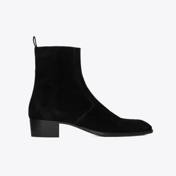 Saint Laurent Paris o1bcso1str1124 Wyatt Zippered Boots In Suede in Black Size US 9 / EU 42 - 1 Preview