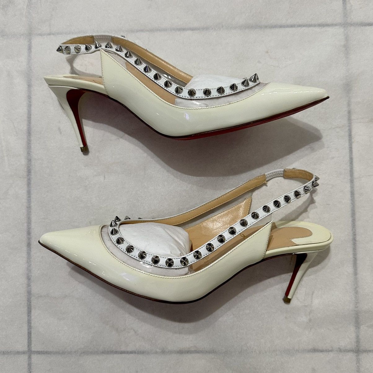 Christian Louboutin × Designer Christian Louboutin Brigadine Spike Patent Pump Mules Size US 7 / IT 37 - 4 Thumbnail