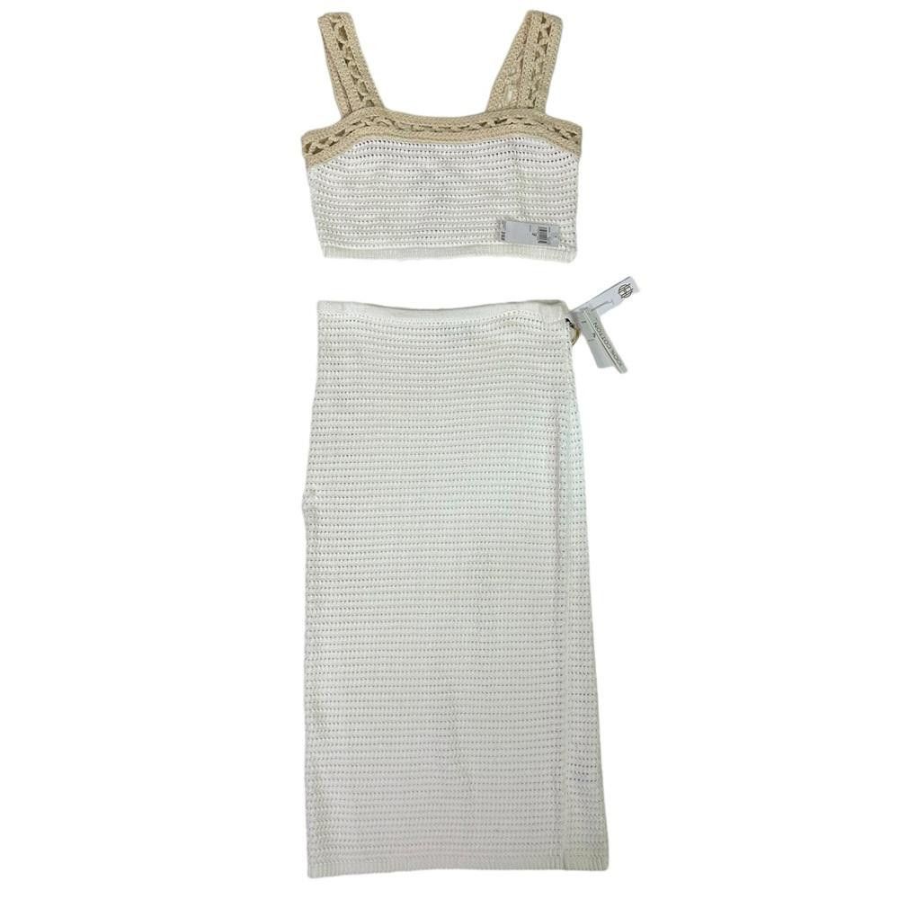 House of Harlow 1960 l NWT Crochet Beige Two Pc Dress Small