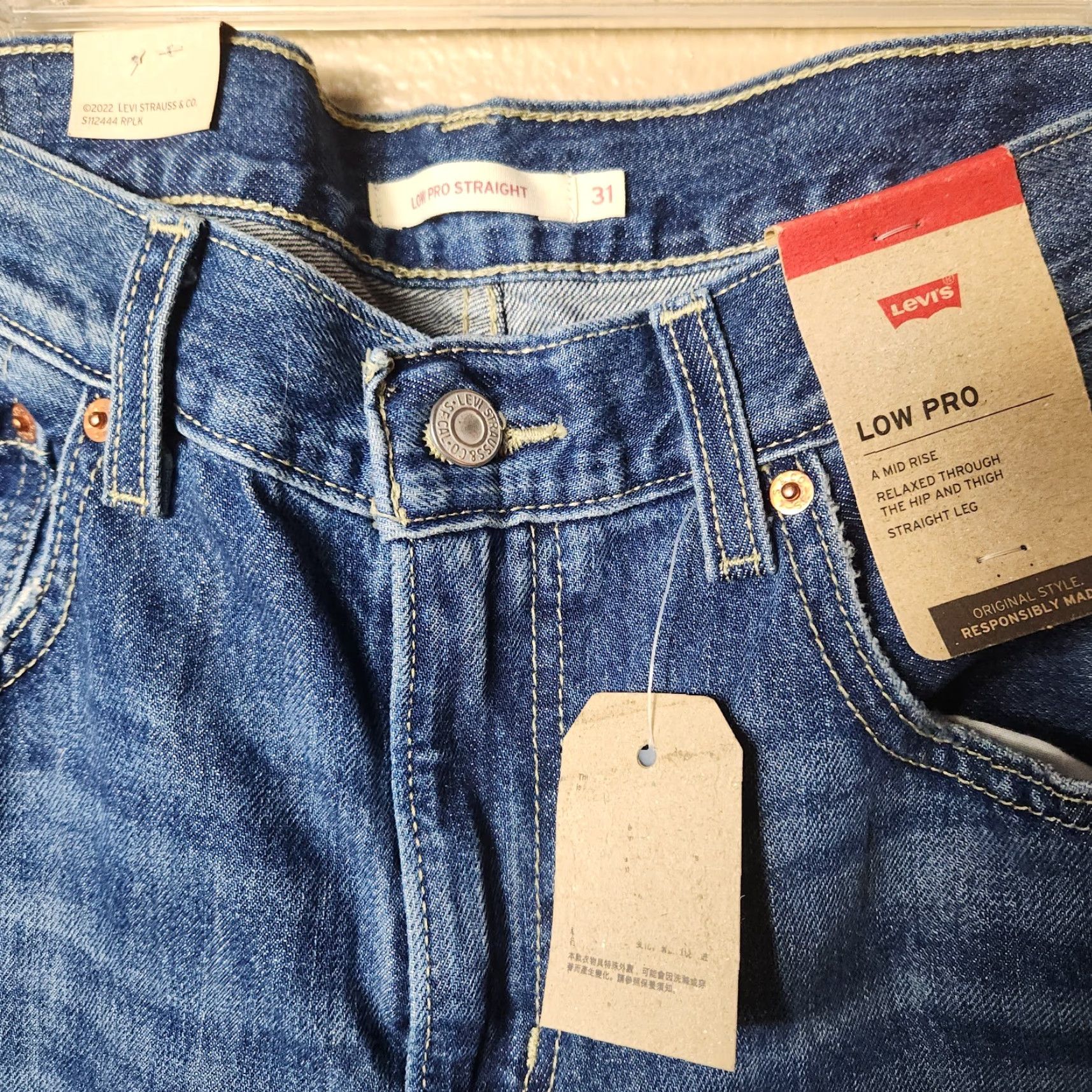 Levi's Levi's Womens Low Pro Straight Distressed Medium Wash Jeans-Size 31 (NWT) Mens Womens Size 24" / US 00 / IT 34 - 4 Thumbnail