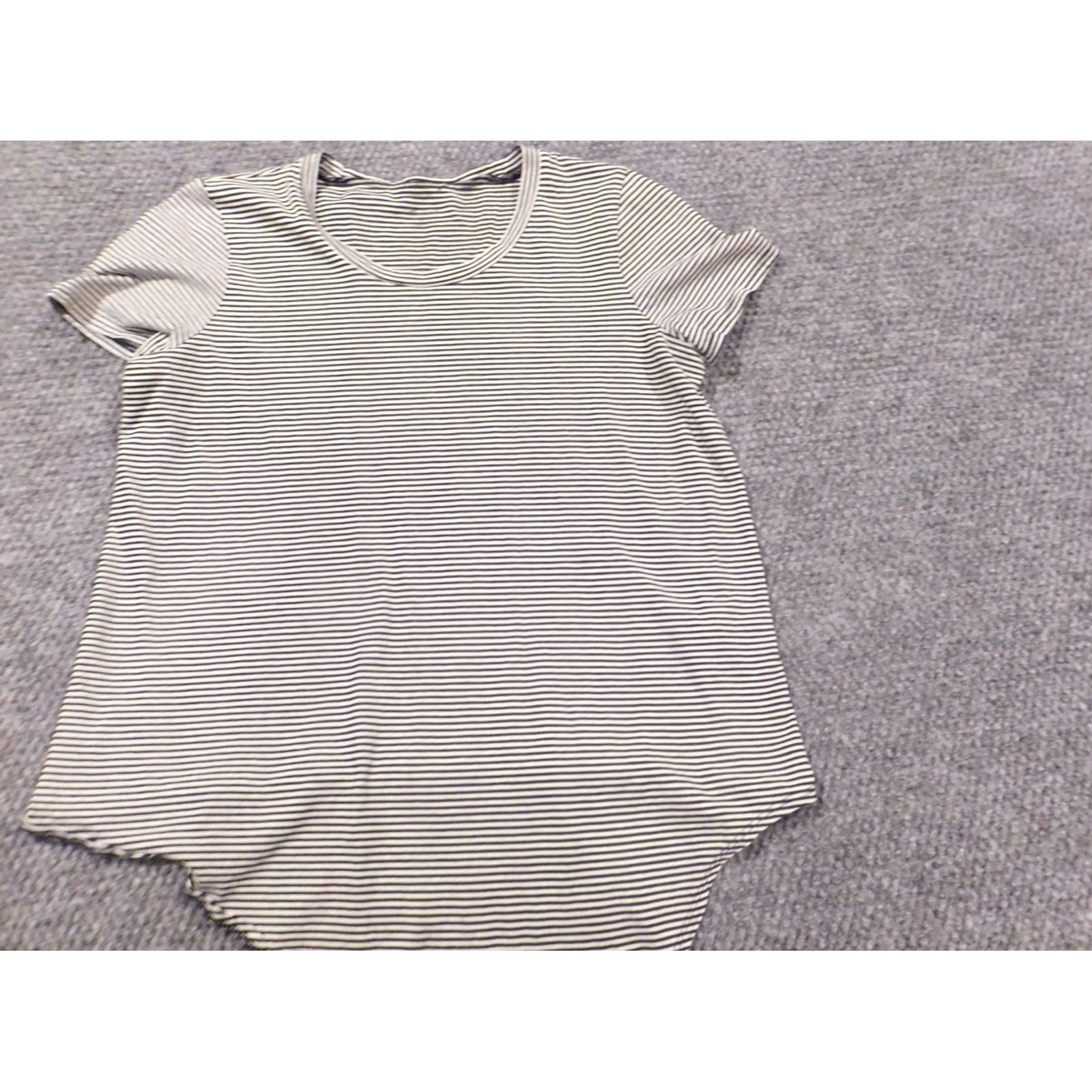 Madewell Madewell Blouse Shirt Women M Black Striped Crew Neck Short Sleeve Pullover Cotton Rayon Ruffle Casual Basic Classic Size M / US 6-8 / IT 42-44 - 3 Thumbnail