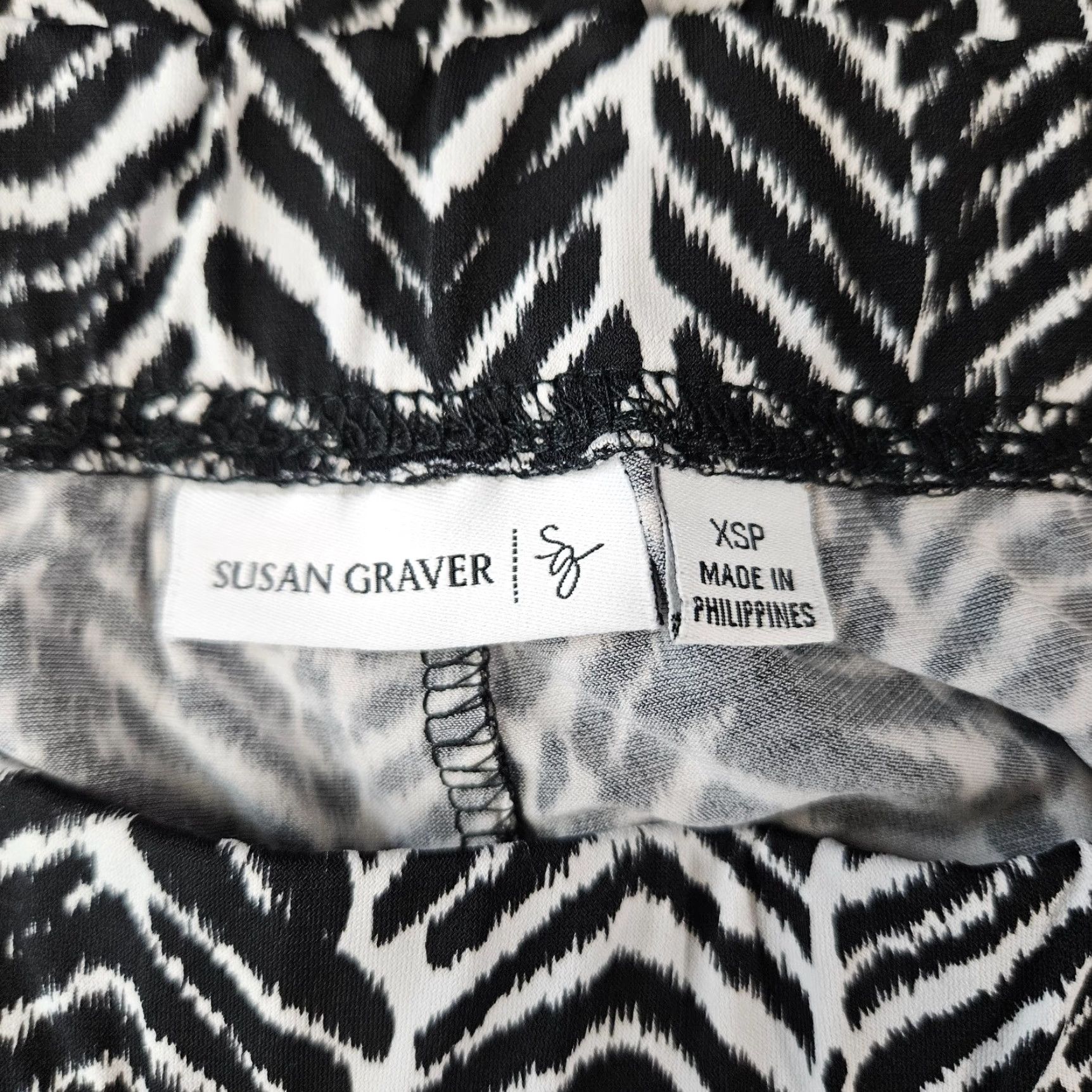 Vintage Susan Graver Womens Cropped Pants Sz XS Petite Black White Pull On High Rise Pant Size 26" / US 2 / IT 38 - 7 Thumbnail