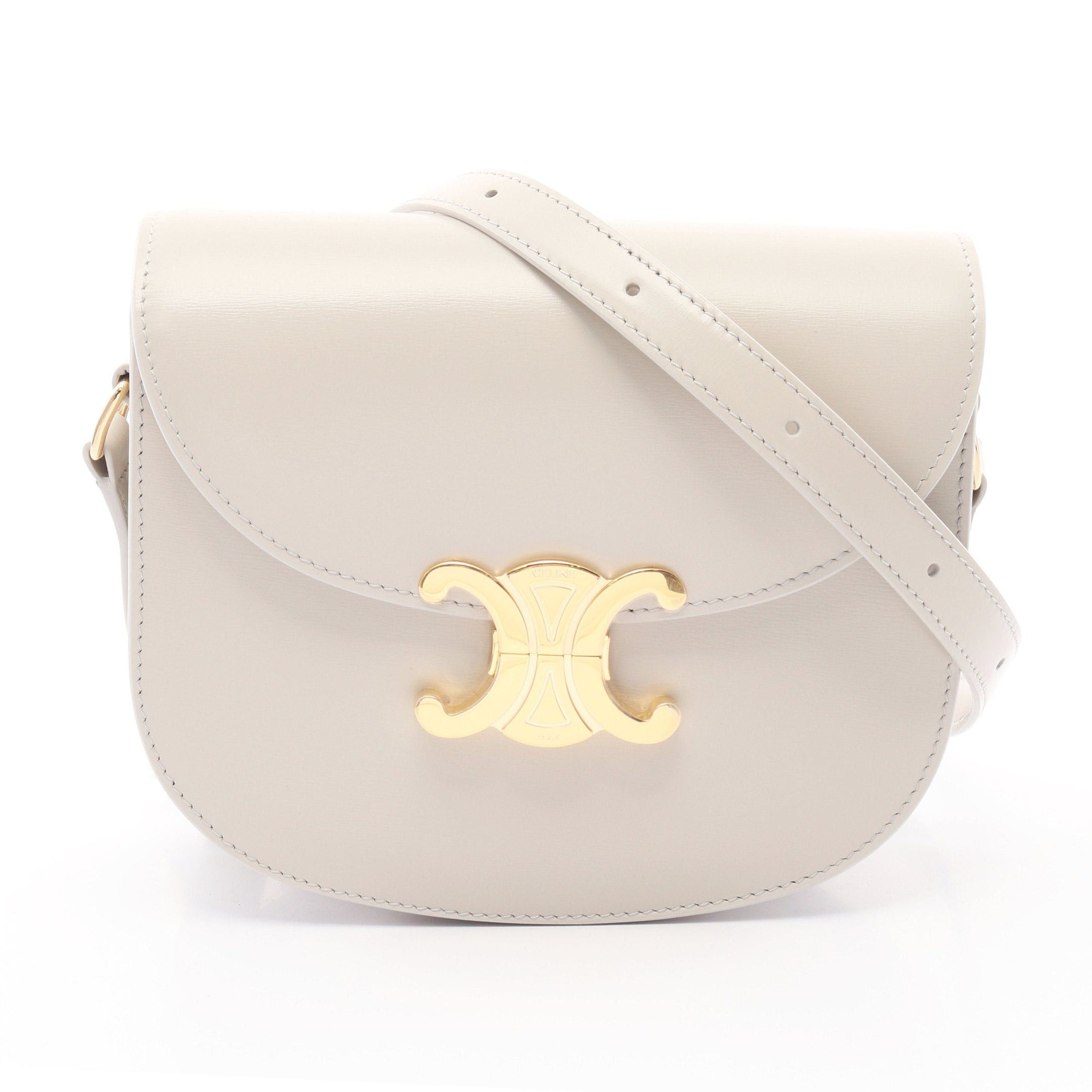 Celine Celine Teen Buzas Triomphe Shoulder Bag Leather Ivory Size ONE SIZE - 1 Thumbnail