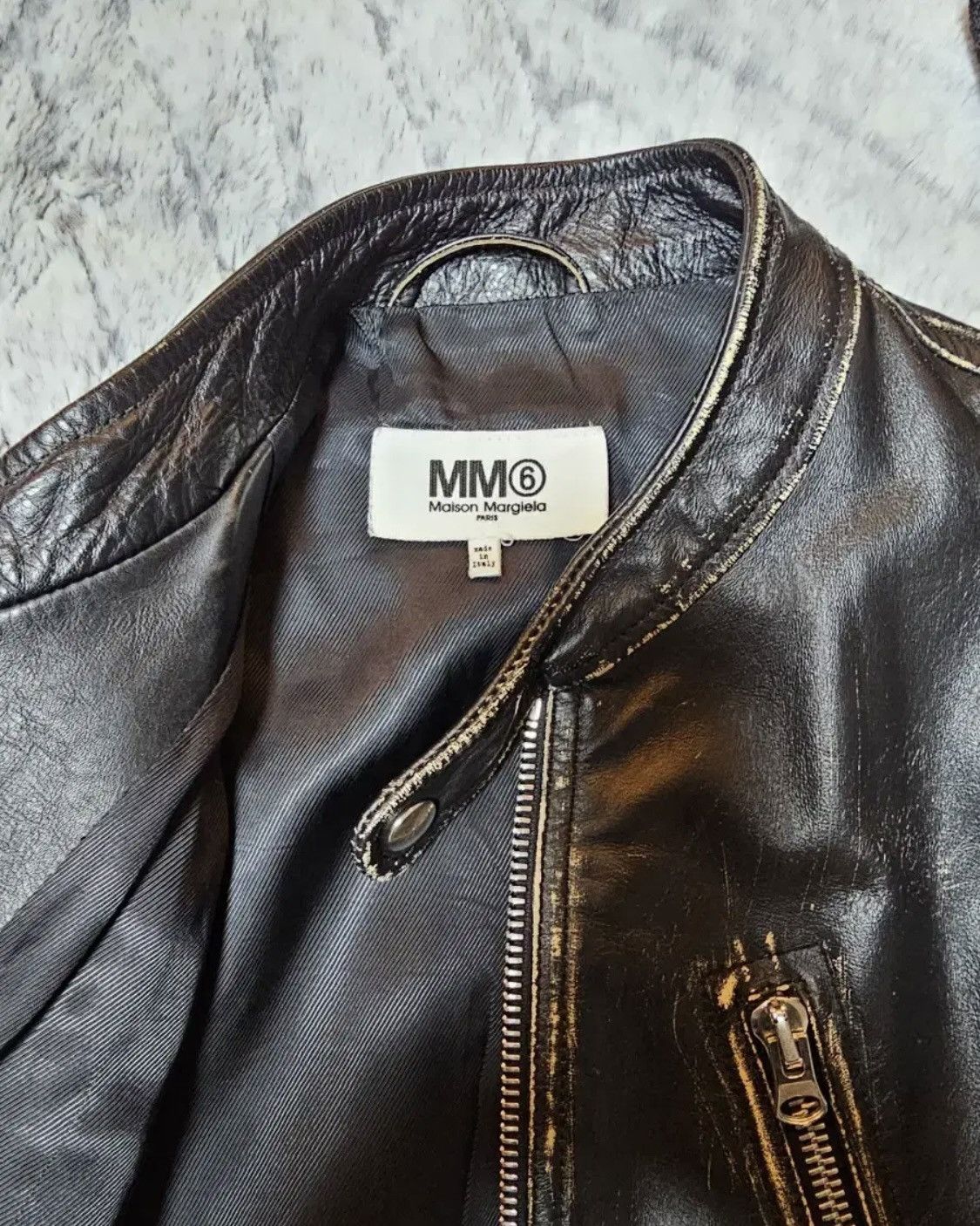 Maison Margiela Maison Margiela MM6 5zip Leather Jacket (Washed) Size US S / EU 44-46 / 1 - 6 Thumbnail