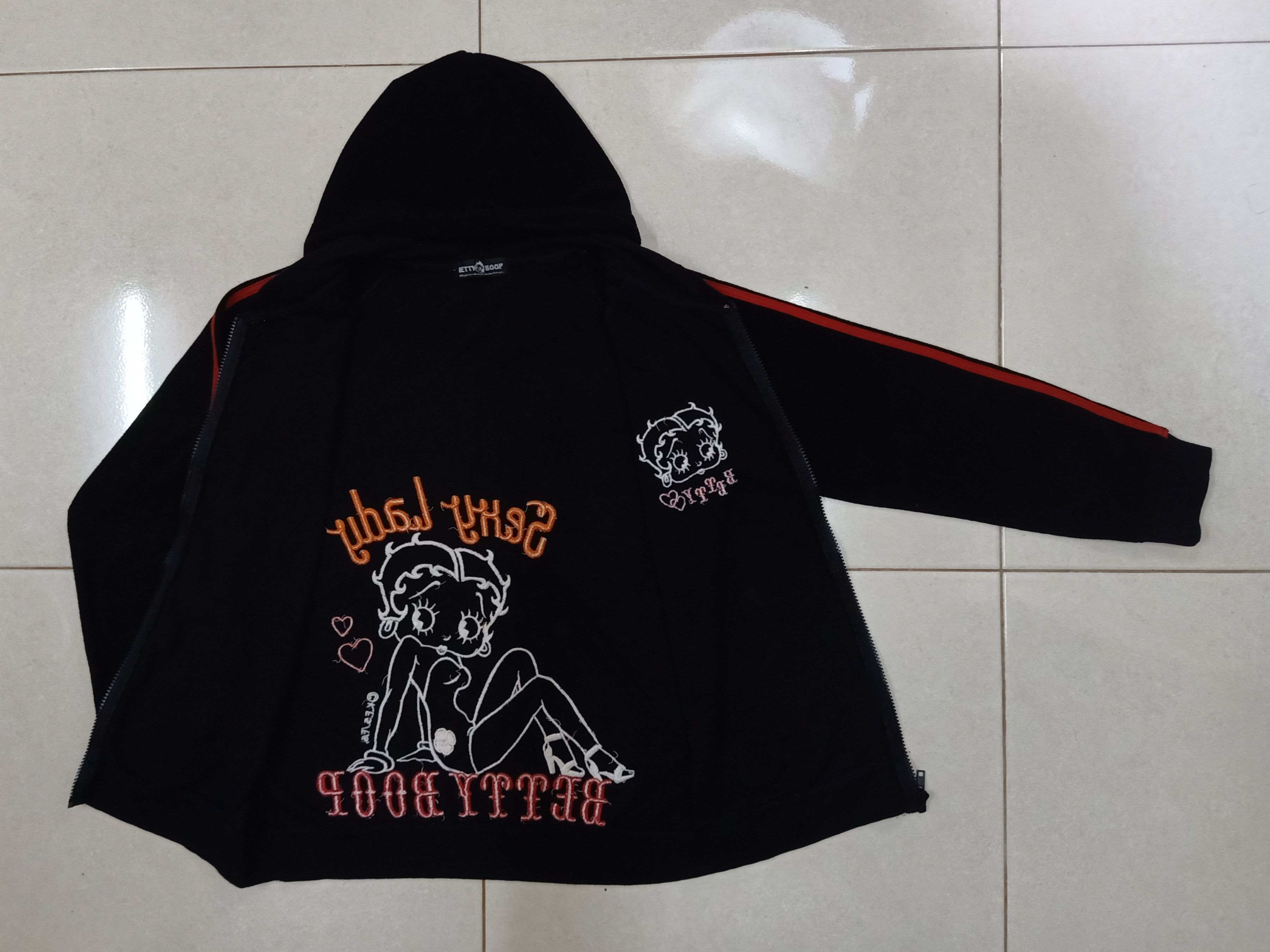 Cartoon Network BETTY BOOP Sexy Lady Embroidered Big Graphics Fleece Hoodie Size L / US 10 / IT 46 - 4 Thumbnail