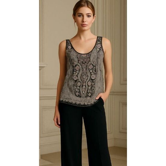 Elie Tahari Tahari Womens 100% Silk Crushed Velvet Floral Sleeveless To Size S / US 4 / IT 40 - 1 Thumbnail