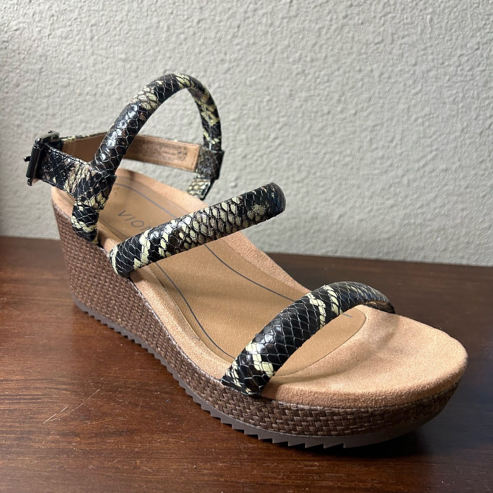Vionic Vionic Shoes Kora Raffia Black Boa Platform Wedge Size 7.5 Size US 7.5 / IT 37.5 - 9 Thumbnail