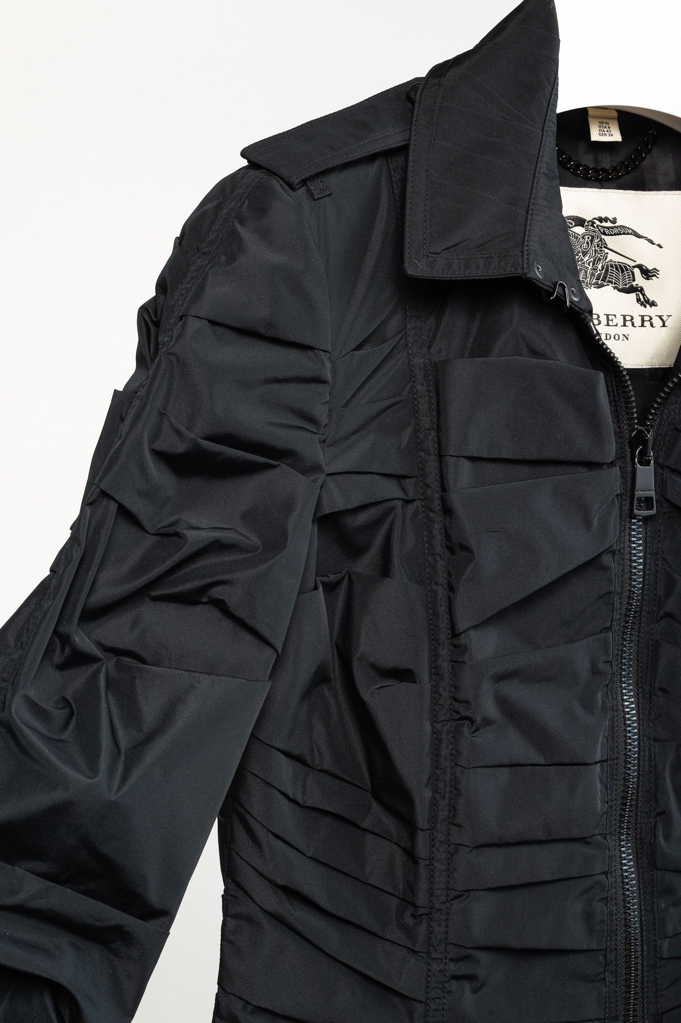 Burberry Burberry Roemead Black Allover Ruched Zip Coat Size M / US 6-8 / IT 42-44 - 5 Thumbnail