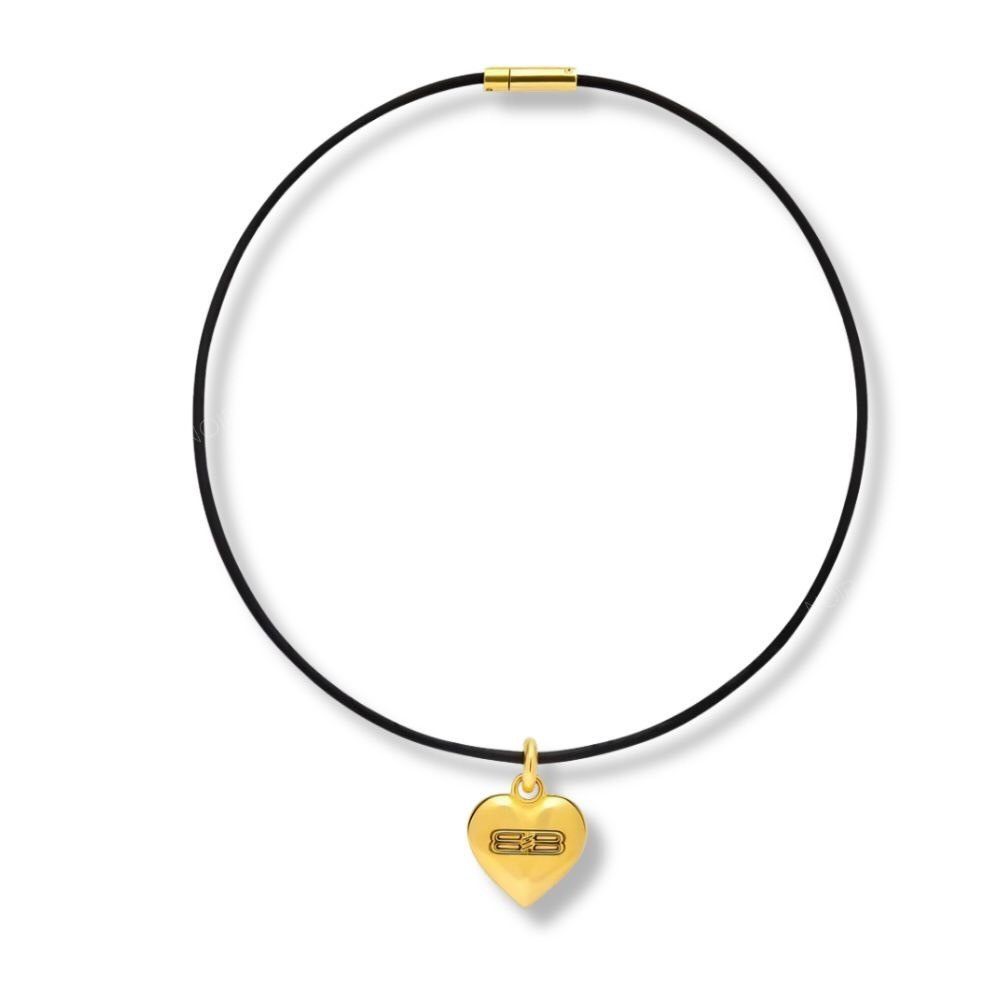 Balenciaga o1mt1gz1224 Size: OS / BB Icon Heart Necklace in Black/Gold Size ONE SIZE - 1 Thumbnail