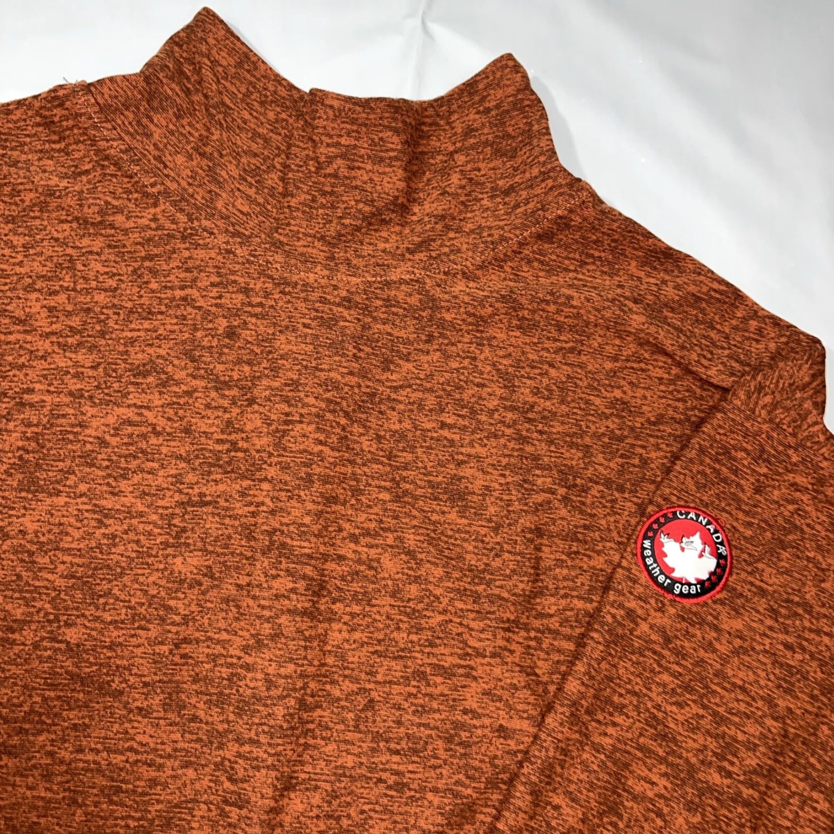 Vintage Canada Weather Gear Shirt M Brown Marled Mock Neck Pullover Cinch Tie Hem Logo Arm Patch Women's Long Sleeve Athletic Regular Size M Size M / US 6-8 / IT 42-44 - 7 Thumbnail