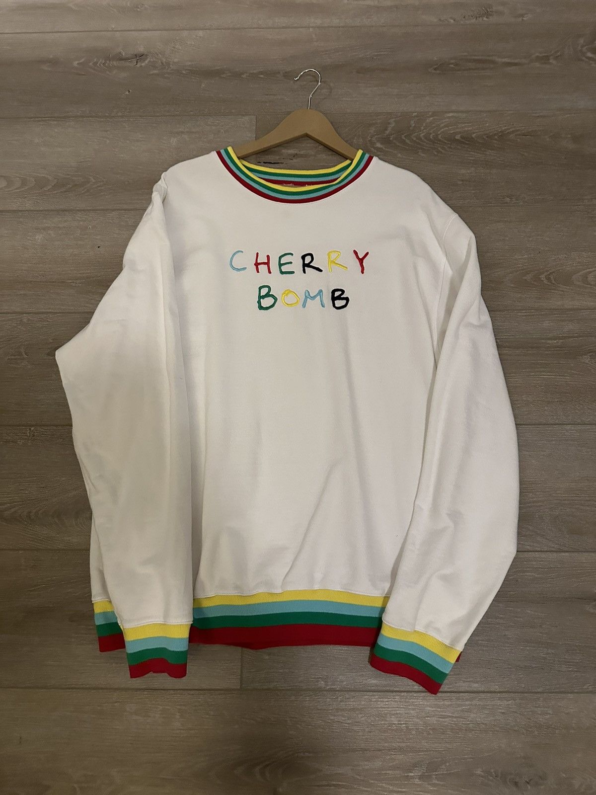 image of Golf Wang Cherry Bomb Crewneck in White, Men's (Size 2XL)