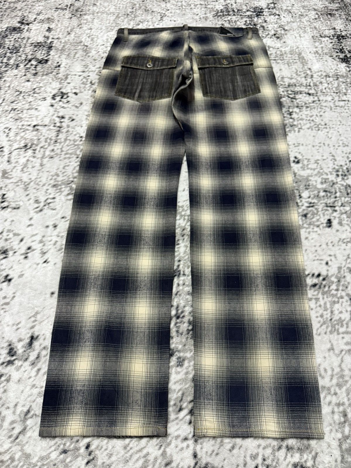 Junya Watanabe Kittle Japan Hybrid Shadow Plaid Overdyed Denim Loose jeans Size US 34 / EU 50 - 2 Thumbnail