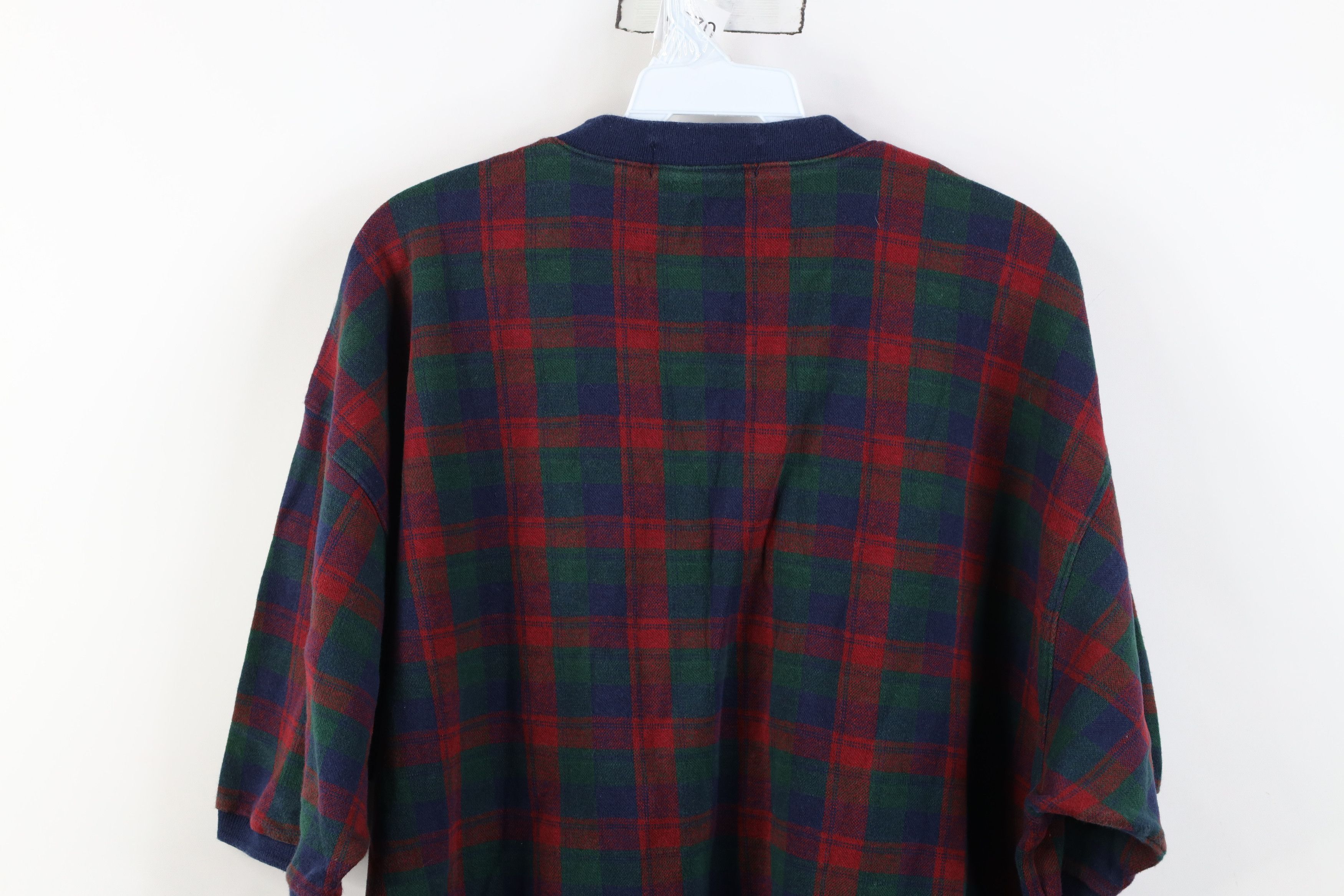Vintage Vintage 90s Streetwear Flannel Henley T-Shirt Plaid Cotton Size US L / EU 52-54 / 3 - 10 Thumbnail
