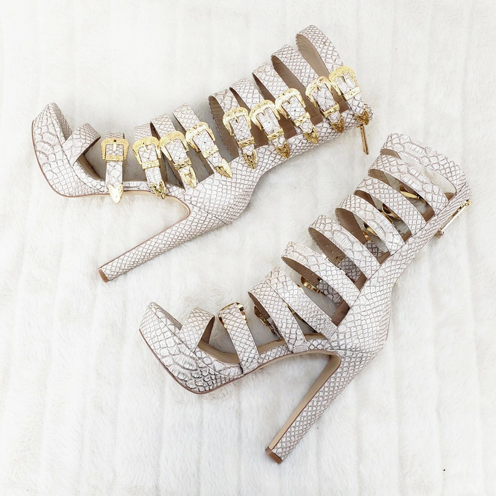 Other Nelly Bernal Draco Multi Strap High Heel Shoes Strappy Ankle Size US 9 / IT 39 - 4 Thumbnail