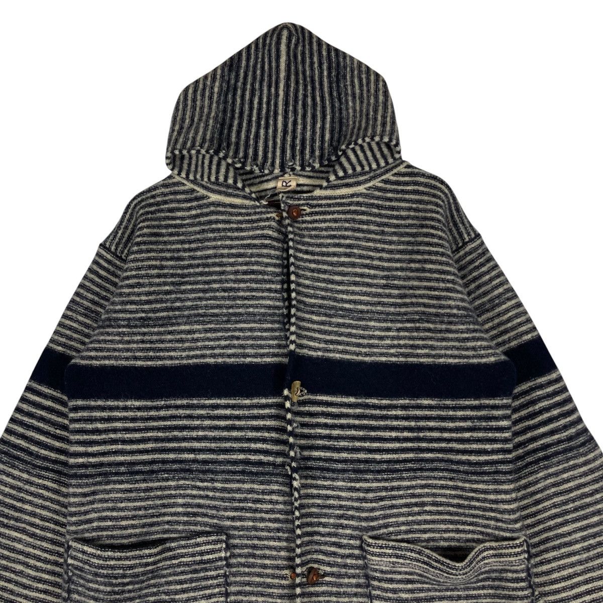 45rpm R By 45rpm Wool Striped Hoodie Duffle Coat Size L / US 10 / IT 46 - 10 Thumbnail