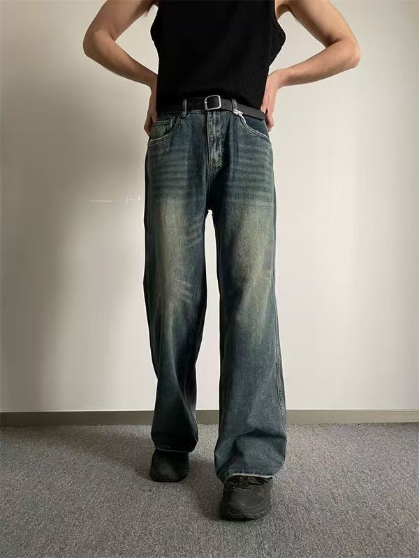 Japanese Brand × Jean Men's street washed distressed straight jeans y2k Size US 32 / EU 48 - 2 Thumbnail