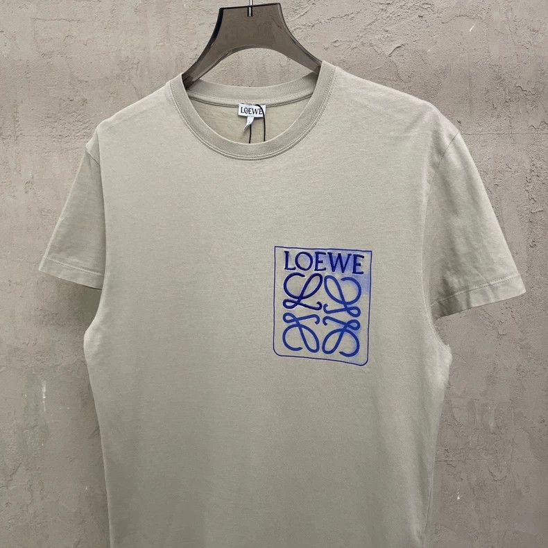 Loewe loewe Gray-brown short-sleeved T-shirt with blue embroidere Size US XXS / EU 40 - 5 Thumbnail