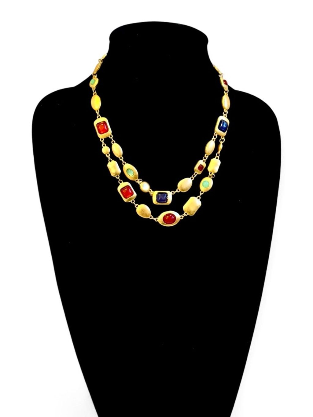 Neiman Marcus Luxury Gold Multi-Stone Double Strand Necklace | NEW Size ONE SIZE - 4 Thumbnail