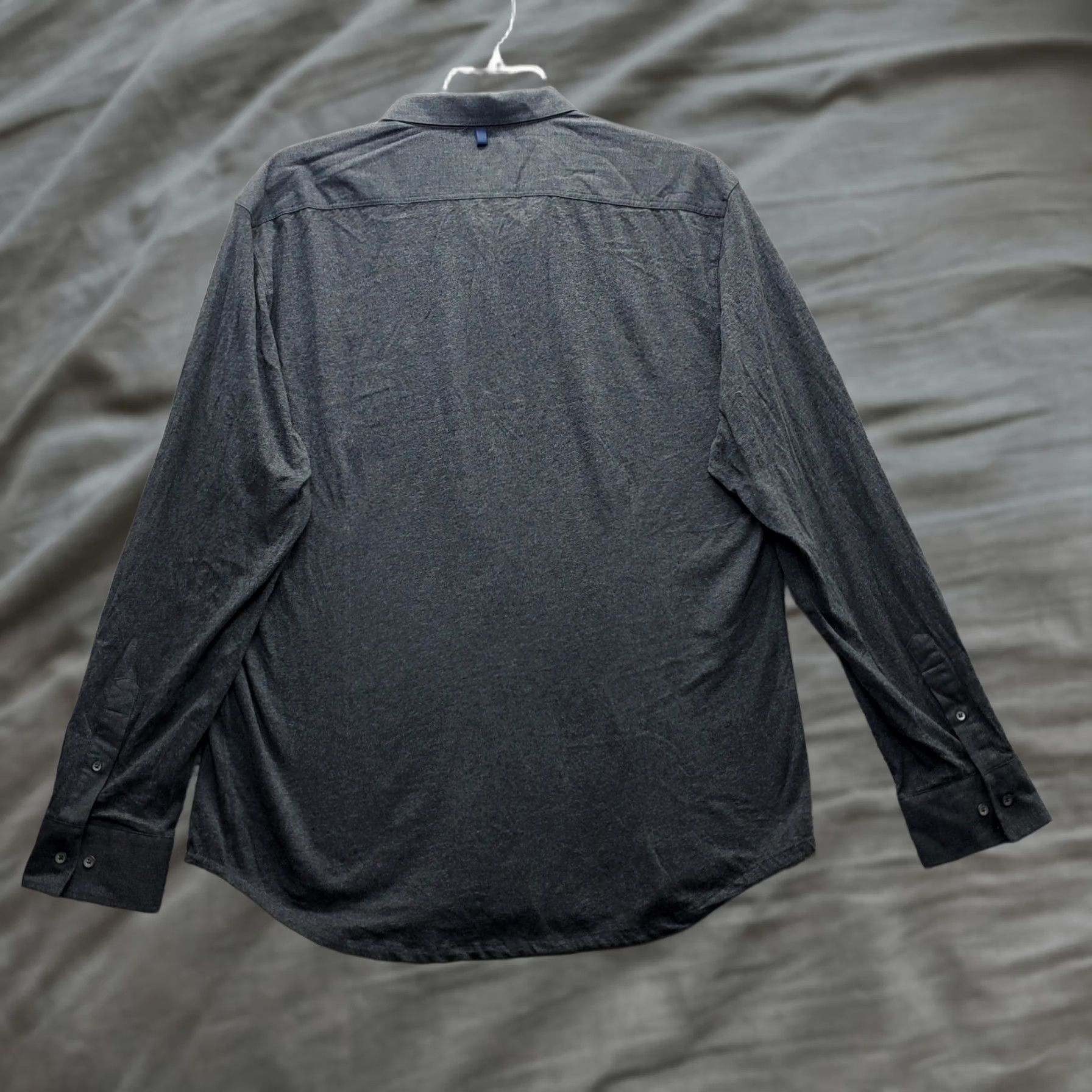 Vintage WRK Reworked Shirt Mens XXL Dark Gray Poplin Knit Paneled Collared Button Down Shirt Size US XXL / EU 58 / 5 - 1 Thumbnail