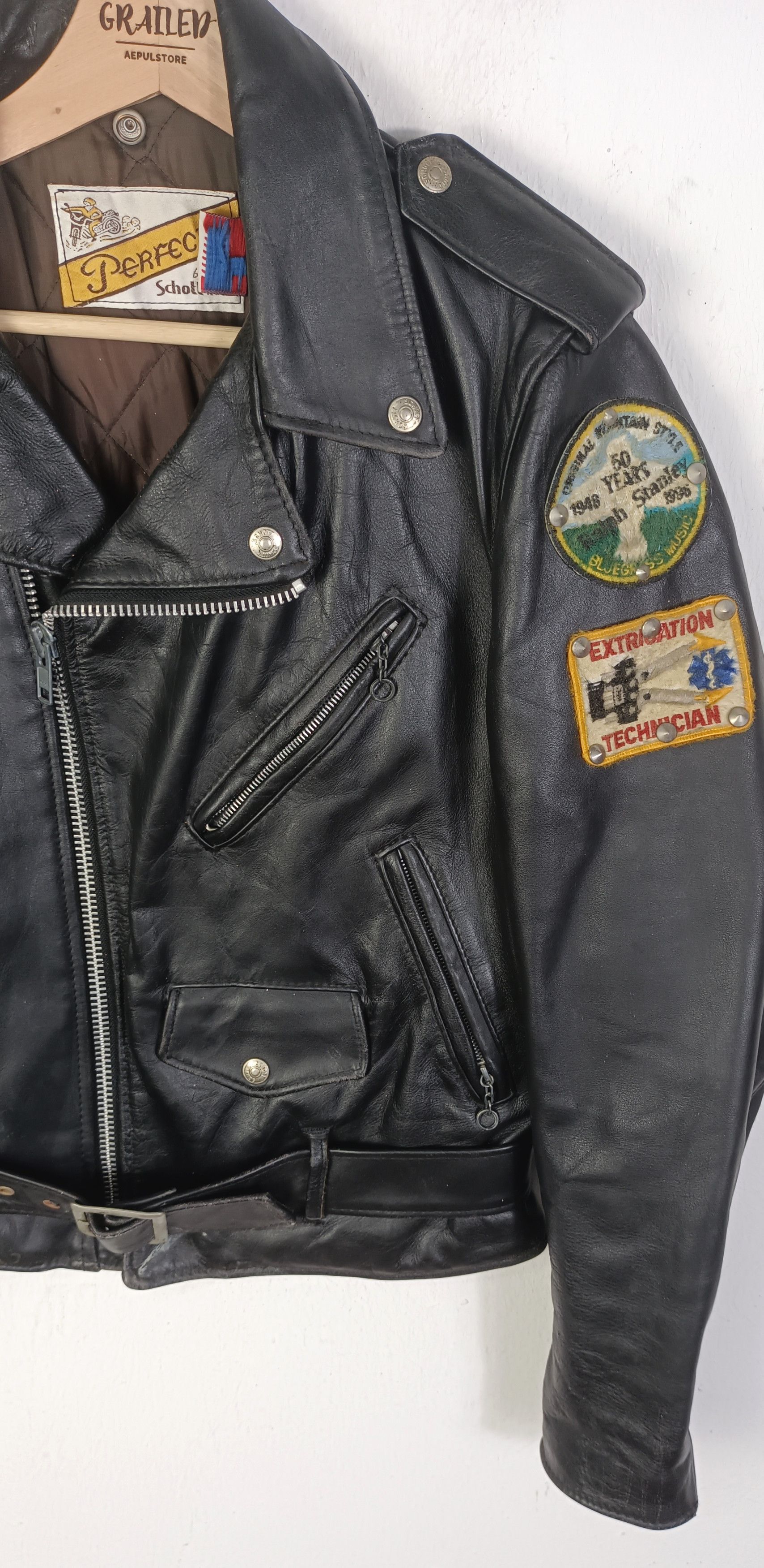 Schott Schott Perfecto "Mc Loguc" Punk Casino Leather Jacket (36) Size US M / EU 48-50 / 2 - 10 Thumbnail