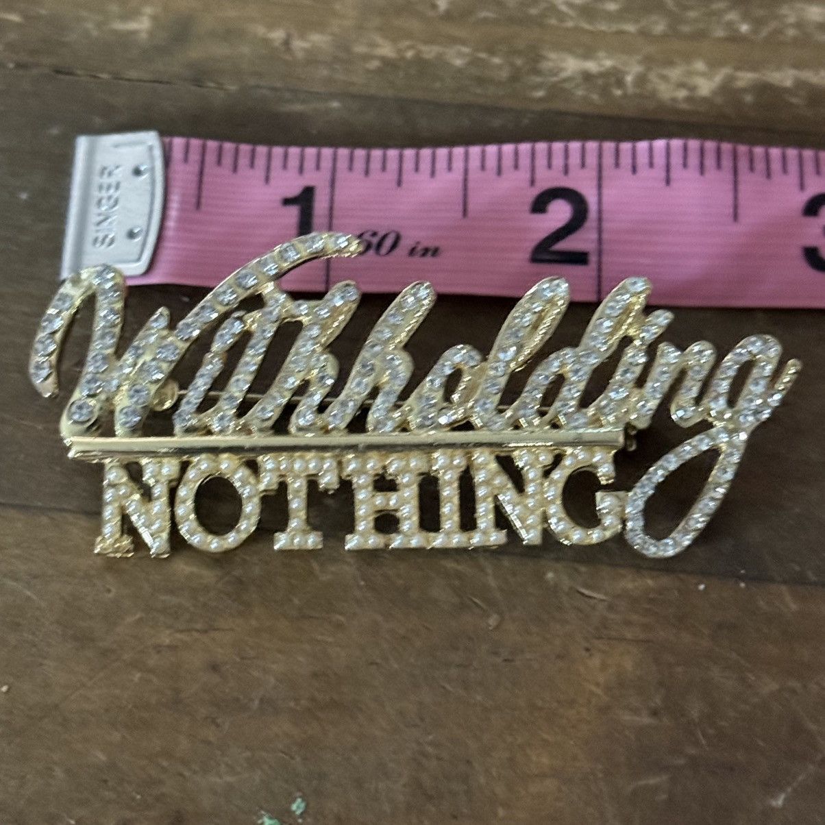 Other Gold tone iced Witholding Nothing pin Size ONE SIZE - 3 Thumbnail