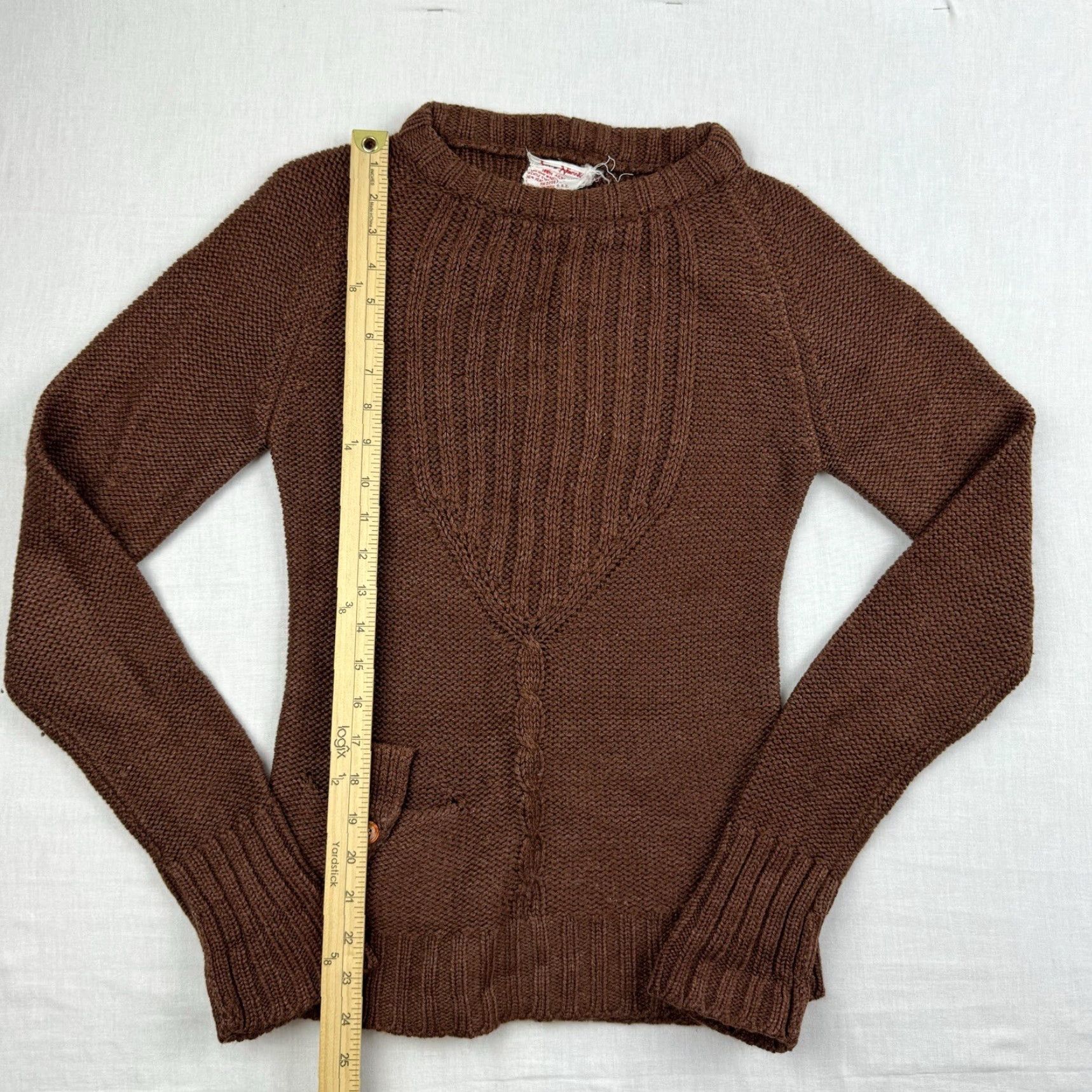 Vintage VINTAGE Jean Nicole Sweater Women's M Crew Neck Brown 60s Pullover Knit Woolless 1960s Mens/Womens Size M / US 6-8 / IT 42-44 - 6 Thumbnail