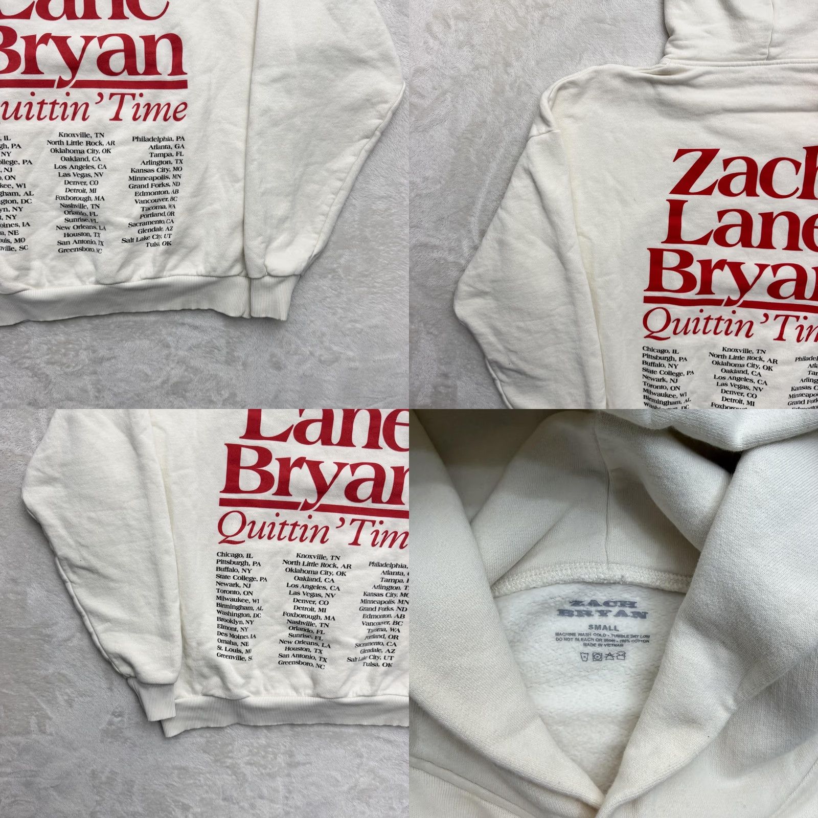 Vintage Zach Bryan Sweater Hoodie Mens Small White Quittin Time Tour Fleece Graphic Size US S / EU 44-46 / 1 - 9 Thumbnail