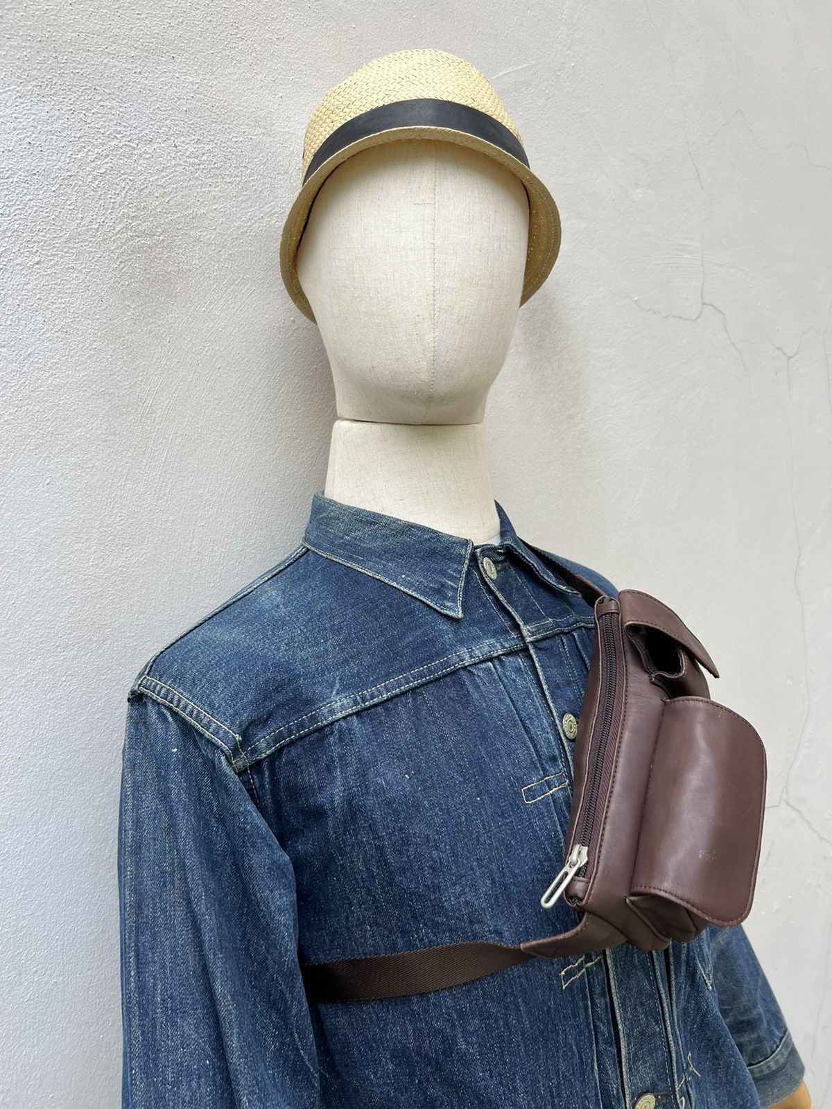 Leather VTG RONSON L.V.ARONSON Patina Brown Leather Mini Pouch Bag Size ONE SIZE - 4 Thumbnail