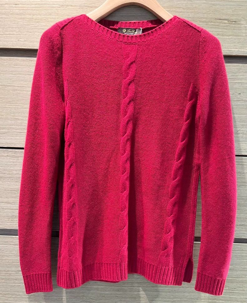 Loro Piana Loro Piana Red Cable Knit Sweater - dmc Size US S / EU 44-46 / 1 - 1 Thumbnail