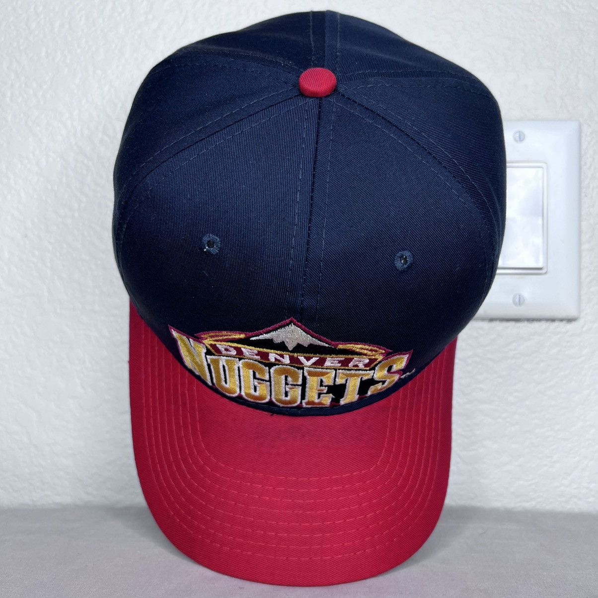 NBA 1990s NBA Denver Nuggets AJD Plain Logo Two Tone Snapback Size ONE SIZE - 7 Thumbnail