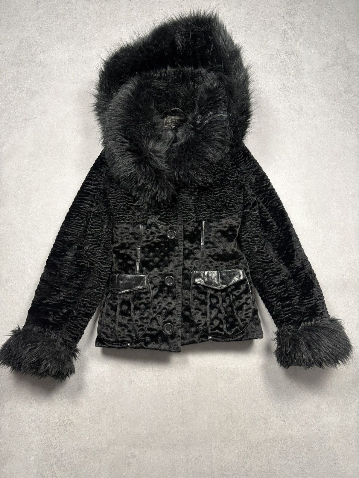 Vintage Vintage Karakul Lamb Fur Hooded Jacket With Faux Fur Trim S Size S / US 4 / IT 40 - 1 Thumbnail