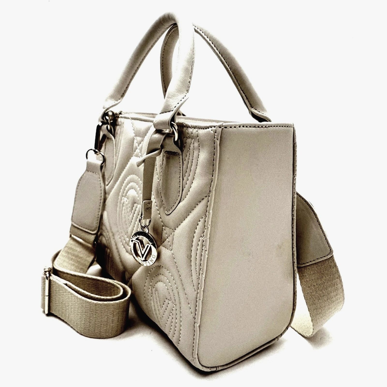 Other Valentino Orlandi Large Quilted Logo Tote Bag Crosbody Beige Size ONE SIZE - 6 Thumbnail