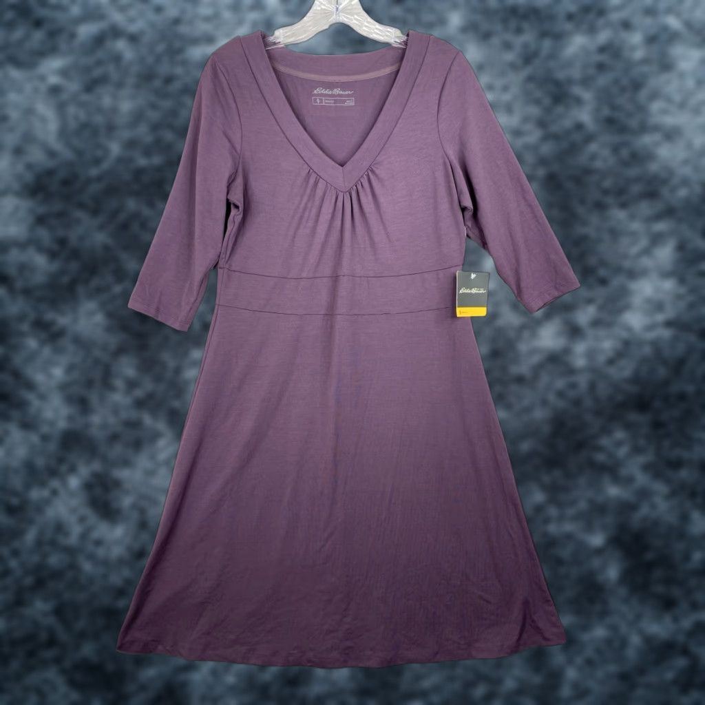Eddie Bauer Eddie Bauer Travex Dress Women L Purple V Neck UPF 50+ Wicking Travel NWT Hiking Size L / US 10 / IT 46 - 1 Thumbnail