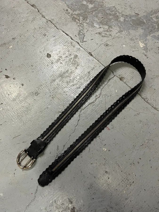 Designer × Diesel × Vintage Diesel Full Zip Black Leather Belt Size ONE SIZE - 4 Thumbnail