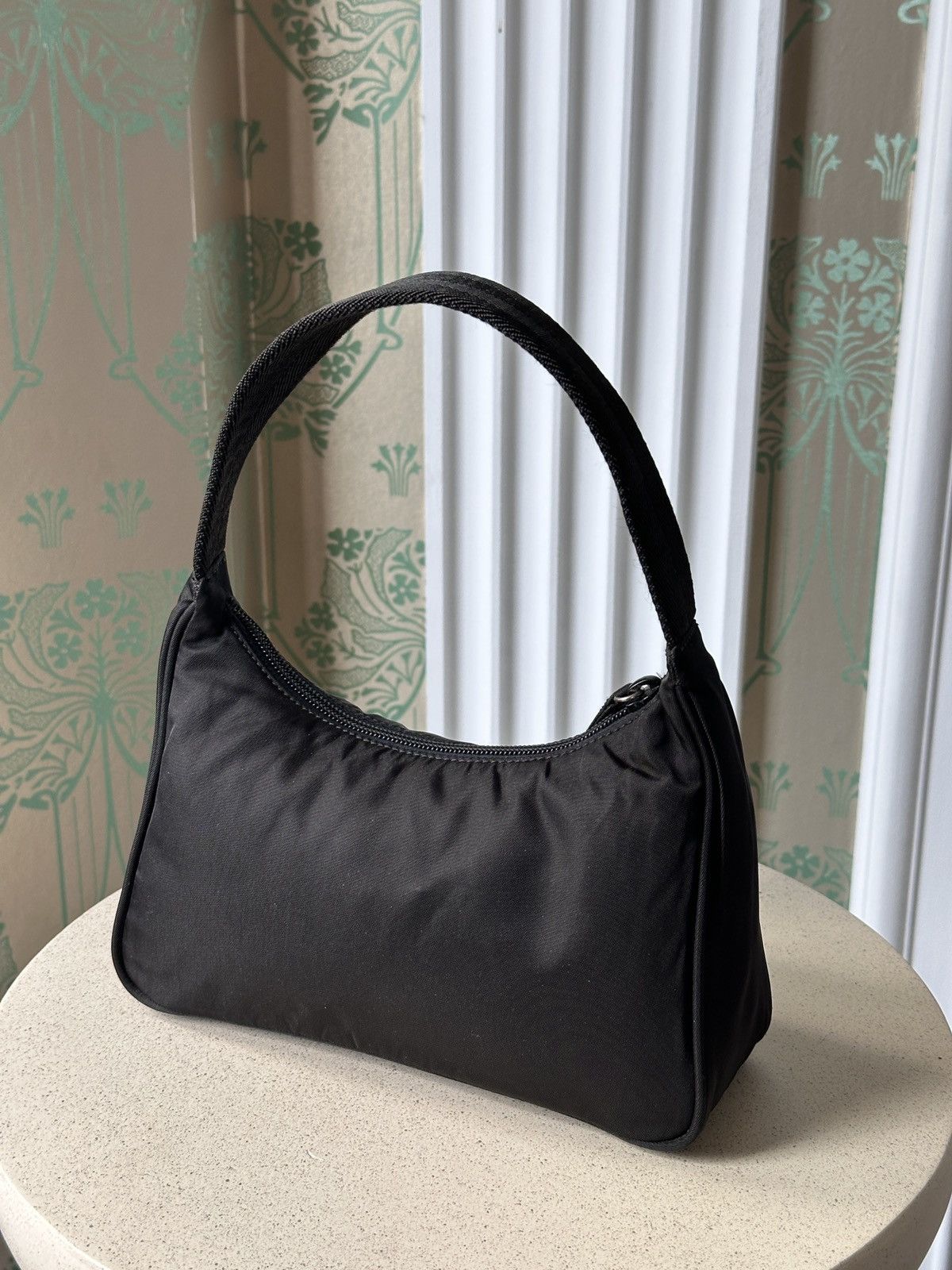 Prada PRADA Nylon Black Triangle Logo Mini Hobo Bag Size ONE SIZE - 6 Thumbnail