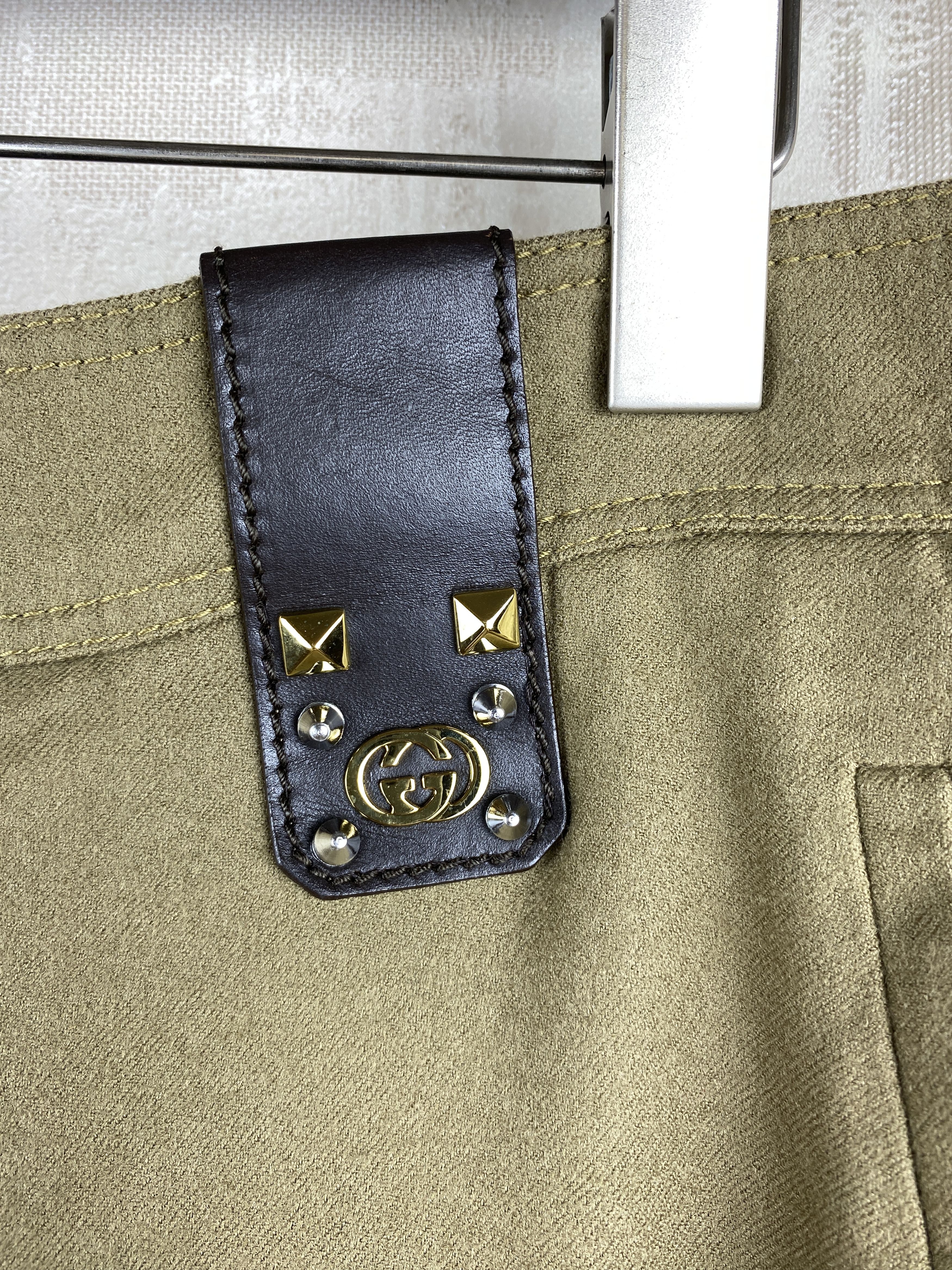 Gucci Gucci Wool Beige Skirt Gold GG Buckle Leather Inserts Size 32" / US 10 / IT 46 - 4 Thumbnail