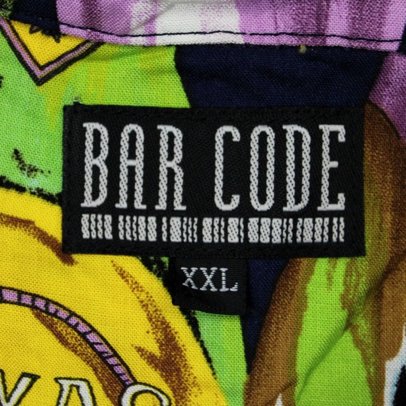 Vintage Bar Code Shirt Mens 2XL XXL Blue Beer Bottle AOP 100% Rayon S/S Button Up Size US XXL / EU 58 / 5 - 7 Thumbnail