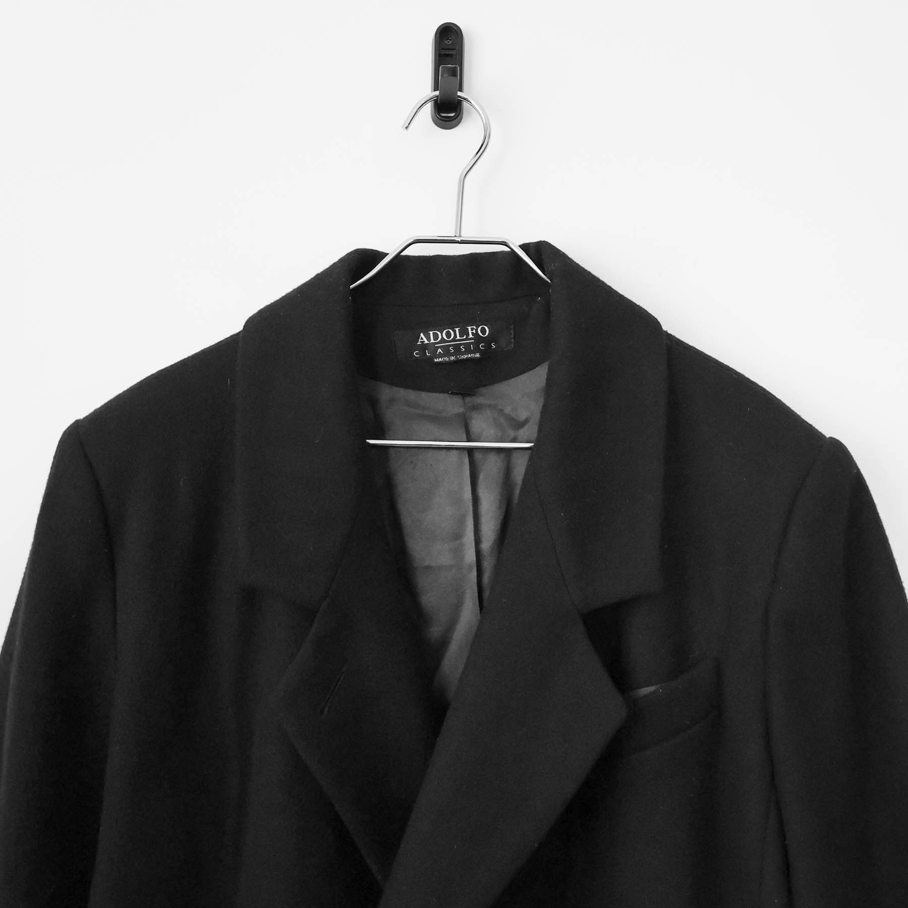 Vintage Vintage Adolfo Lined Black Wool Overcoat Made In Ukraine Size US L / EU 52-54 / 3 - 2 Thumbnail