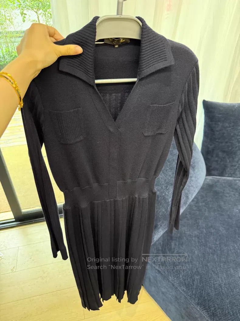Loro Piana Loro Piana Goat Cashmere Dark Blue Dress - Cashmere Size XS / US 0-2 / IT 36-38 - 1 Thumbnail