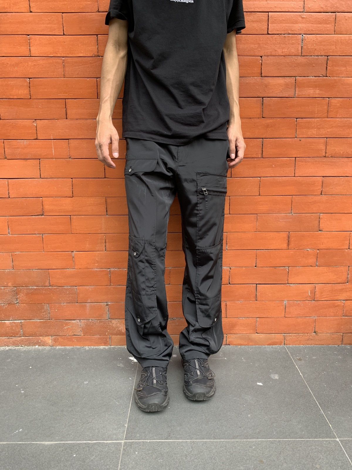 image of Jean Paul Gaultier Multi Pocket Nylon Cargo Trousers in Black, Men's (Size 31)