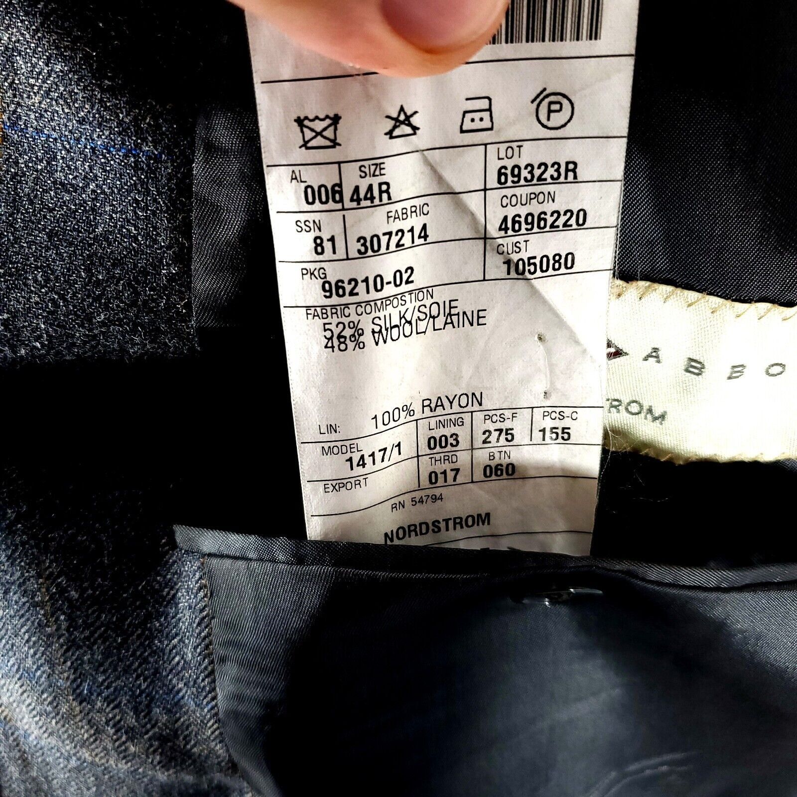 Joseph Abboud Joseph Abboud Nordstrom Wool Silk 3 Button Sport Coat 42R Gr Size 42R - 8 Thumbnail